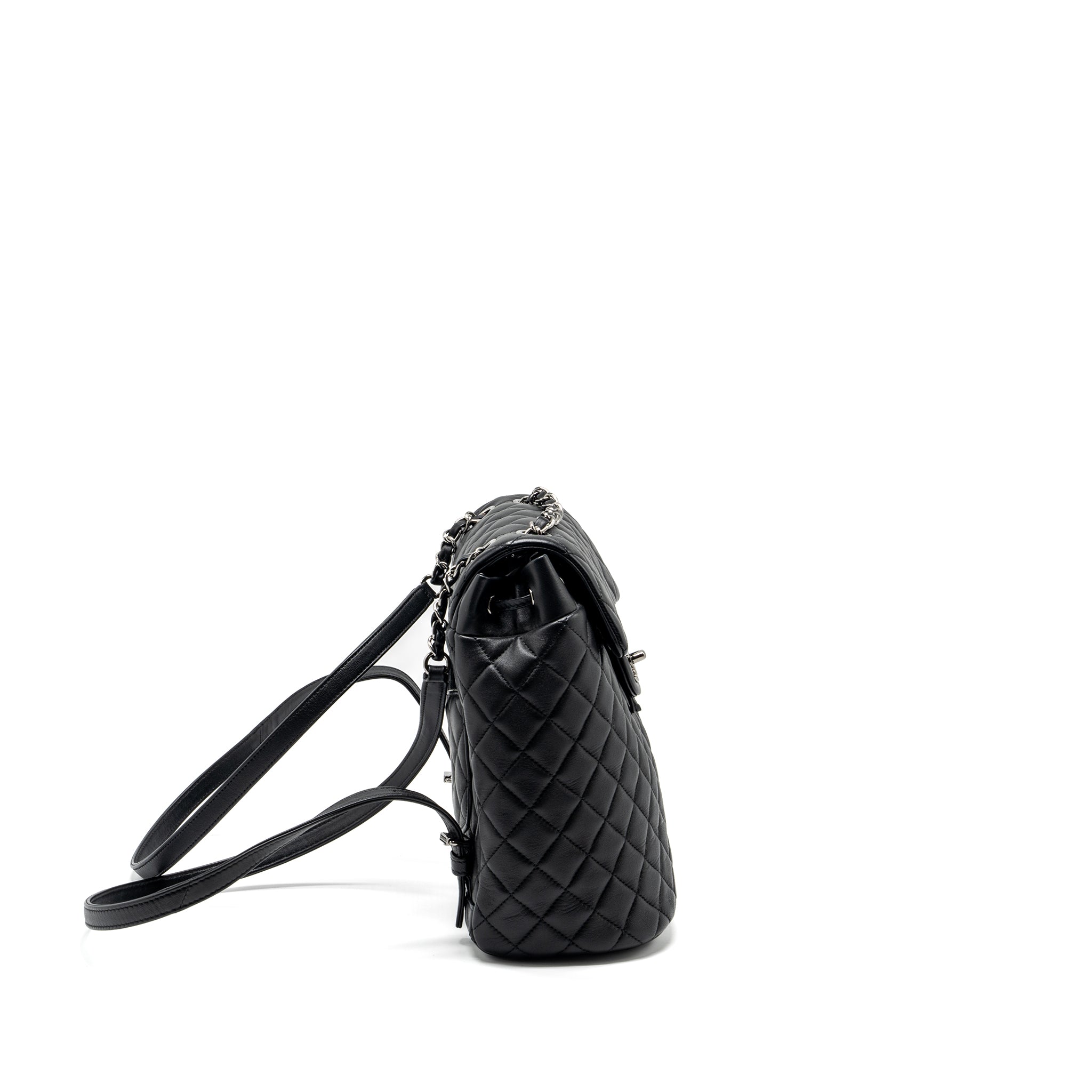 CHANEL SMALL URBAN SPIRIT BACKPACK LAMBSKIN BLACK WITH BLACK HARDWARE