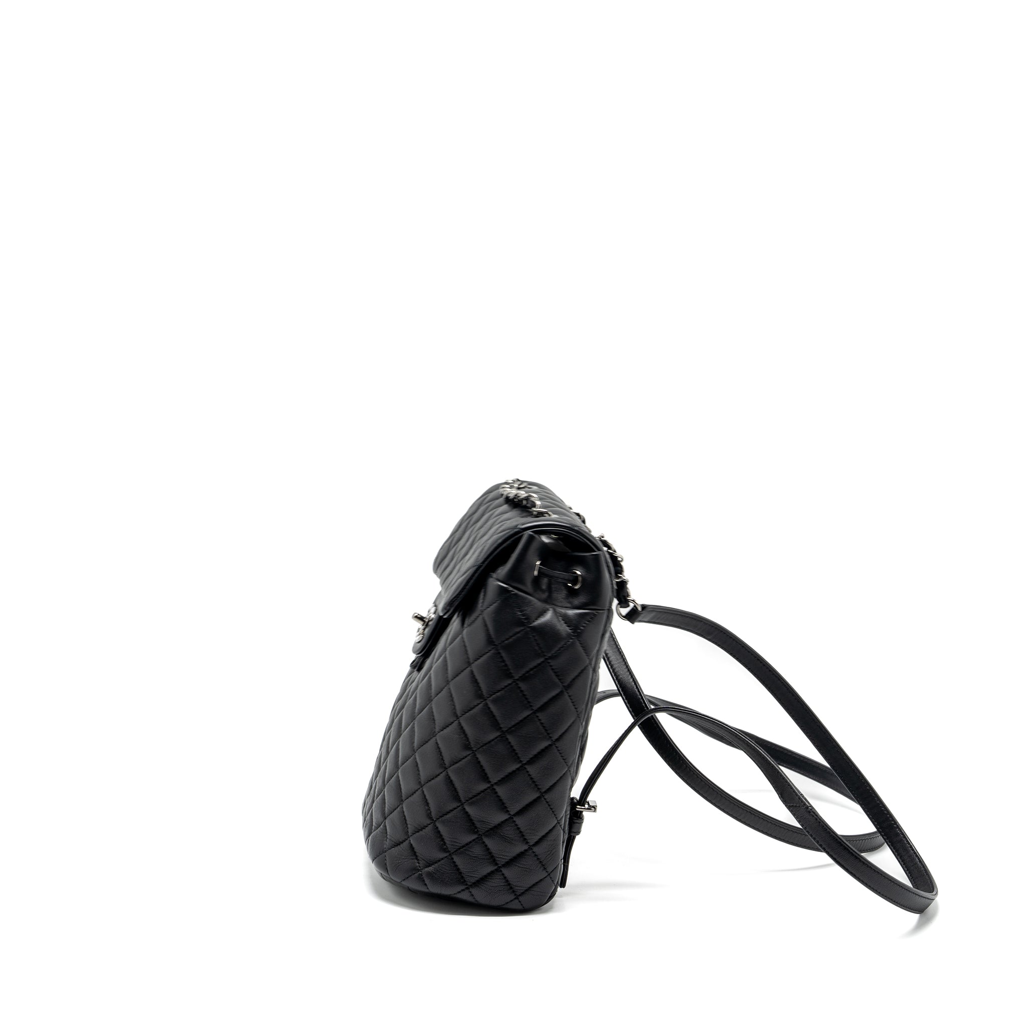 CHANEL SMALL URBAN SPIRIT BACKPACK LAMBSKIN BLACK WITH BLACK HARDWARE