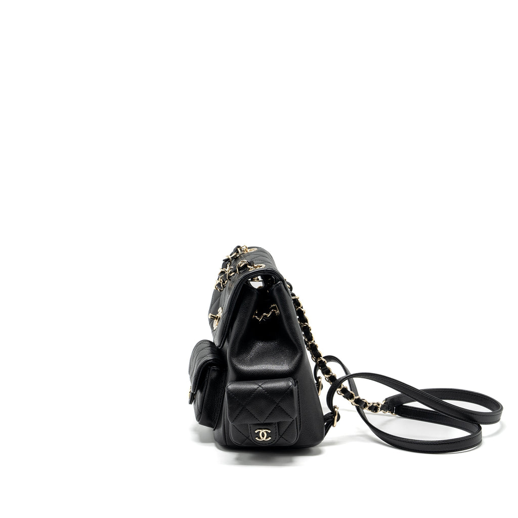 CHANEL TRIPLE POCKET BACKPACK CAVIAR BLACK LGHW (MICROCHIP)