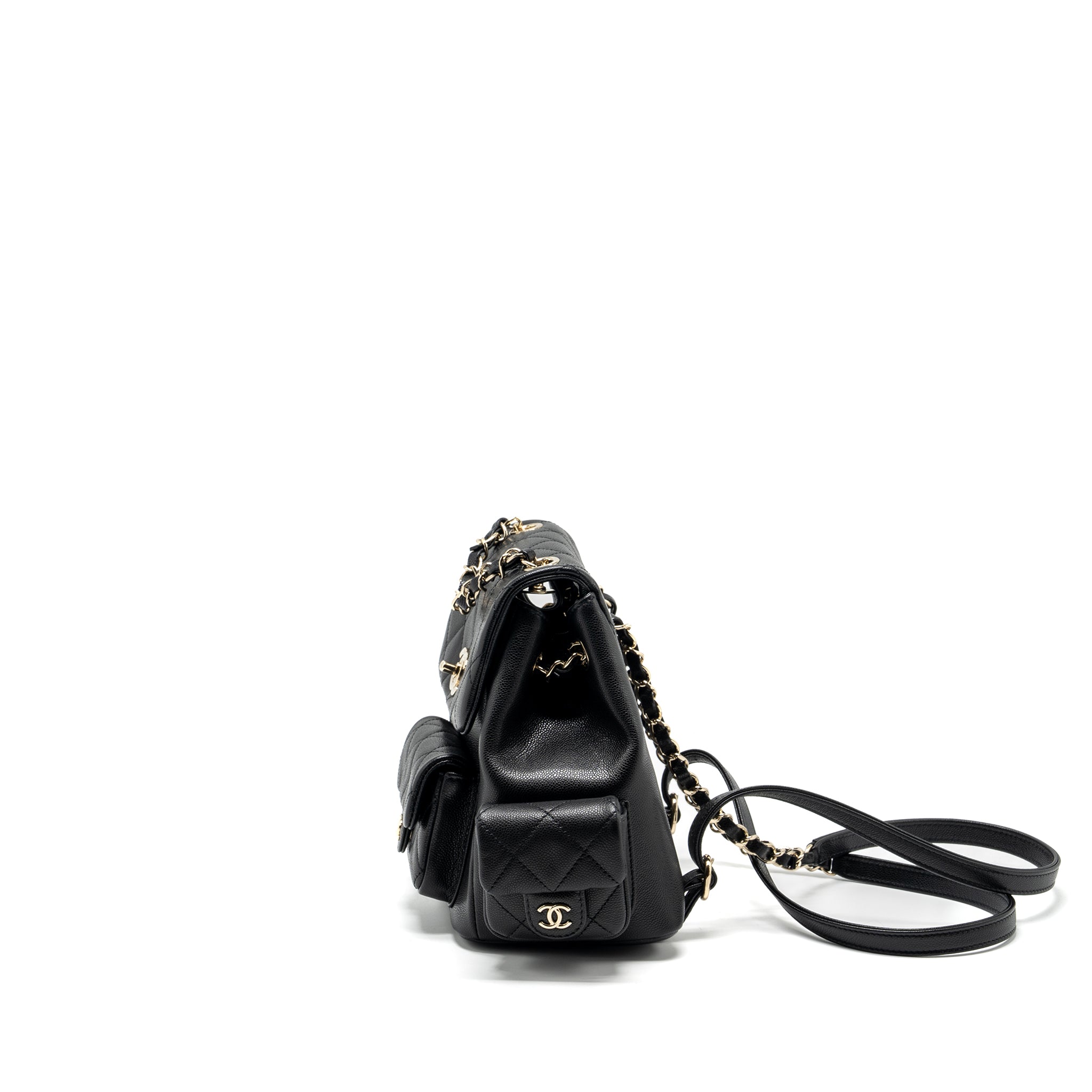 CHANEL TRIPLE POCKET BACKPACK CAVIAR BLACK LGHW (MICROCHIP)