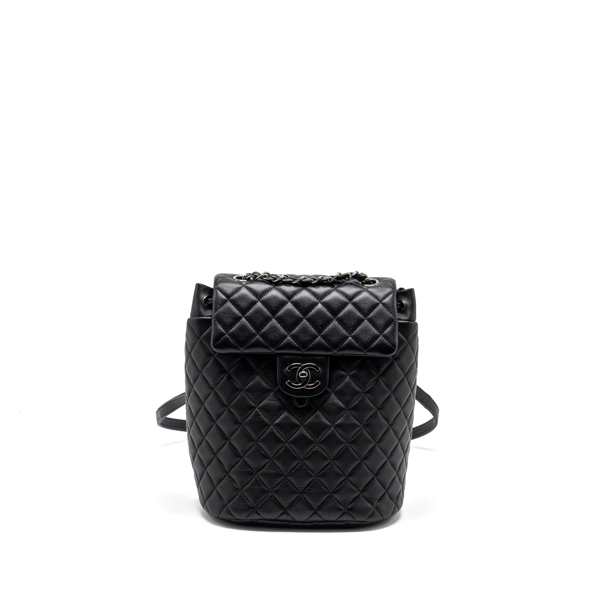 CHANEL SMALL URBAN SPIRIT BACKPACK LAMBSKIN BLACK WITH BLACK HARDWARE