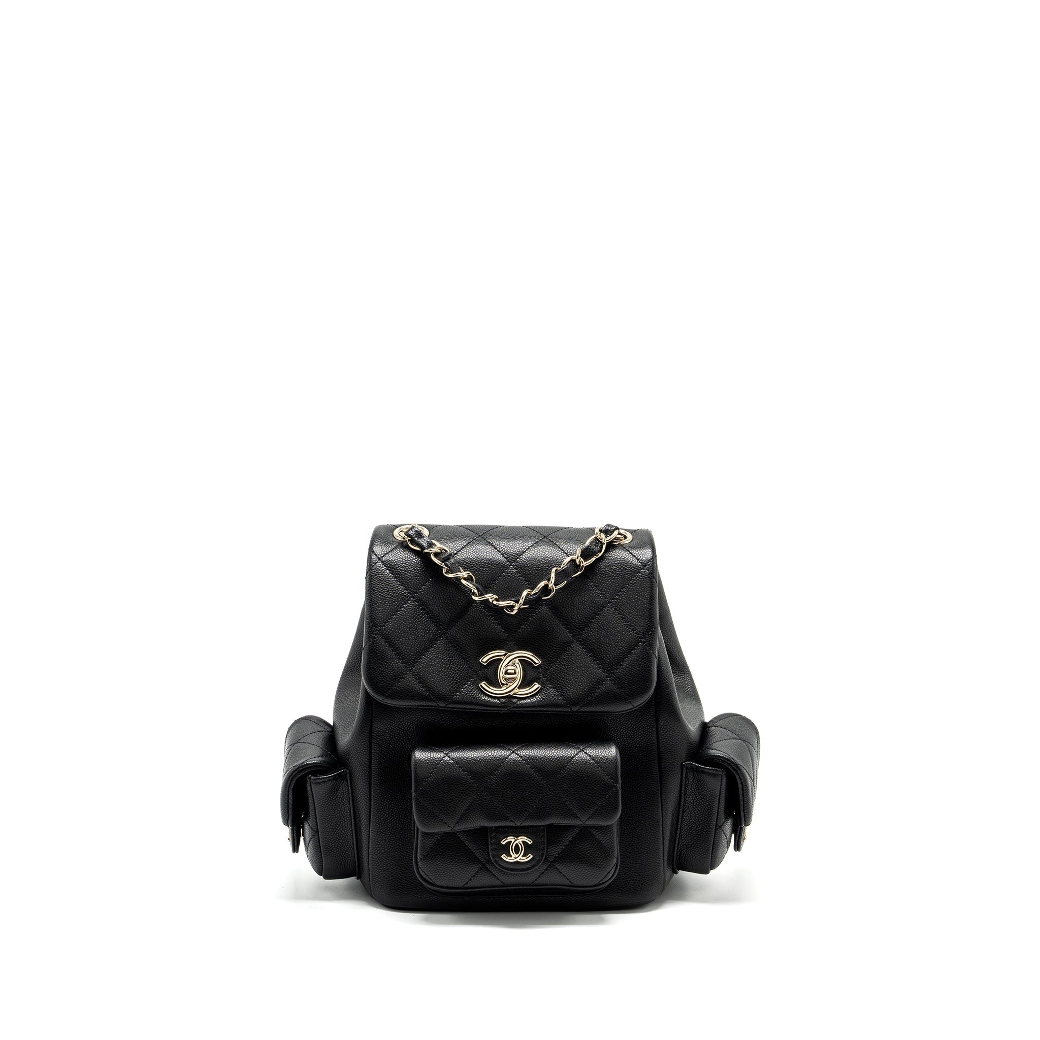 CHANEL TRIPLE POCKET BACKPACK CAVIAR BLACK LGHW (MICROCHIP)
