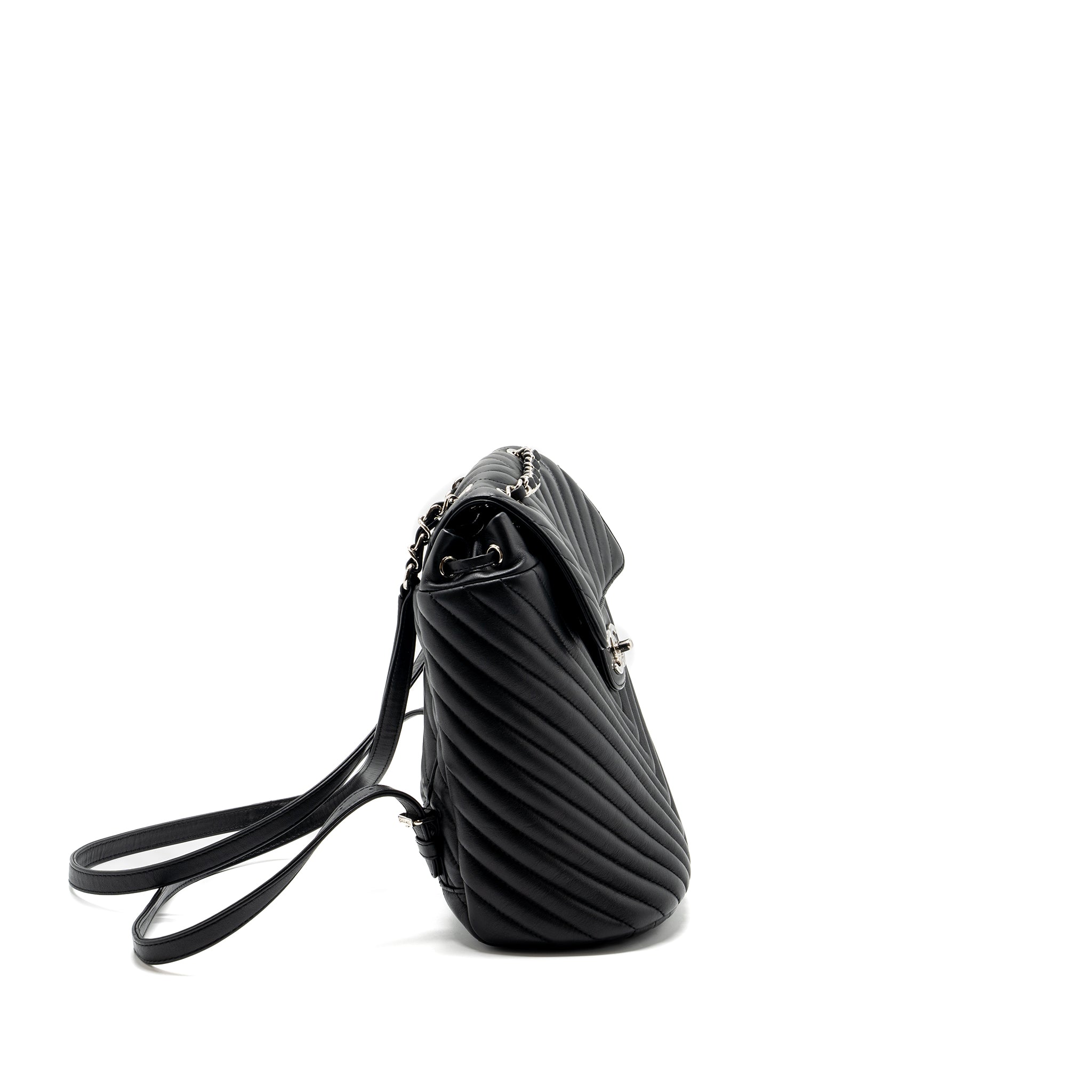 CHANEL SMALL URBAN SPIRIT  BACKPACK CHEVRON CALFSKIN BLACK SHW