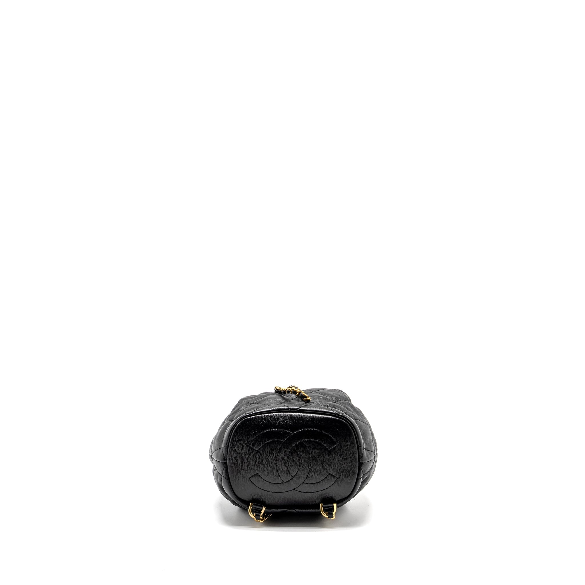 CHANEL 22S CANDY CHAINS MINI BUCKET BACKPACK LAMBSKIN BLACK GHW (MICROCHIP)