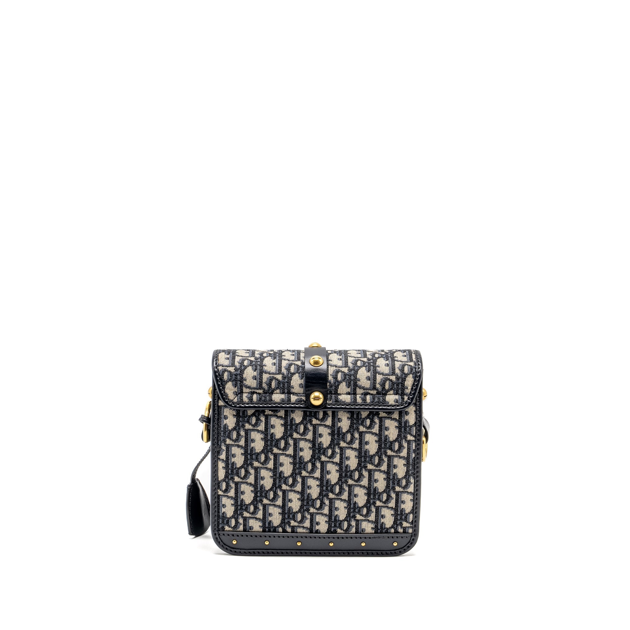 DIOR ADDICT VERTICAL MESSENGER BAG OBLIQUE CANVAS BLUE GHW