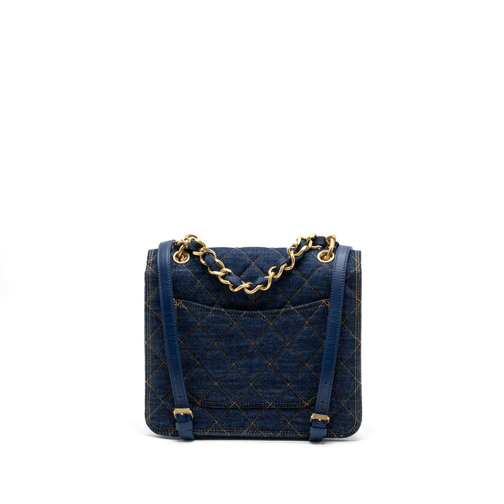 CHANEL 23S FLAP BACKPACK DENIM BLUE BRUSHED GHW (MICROCHIP)