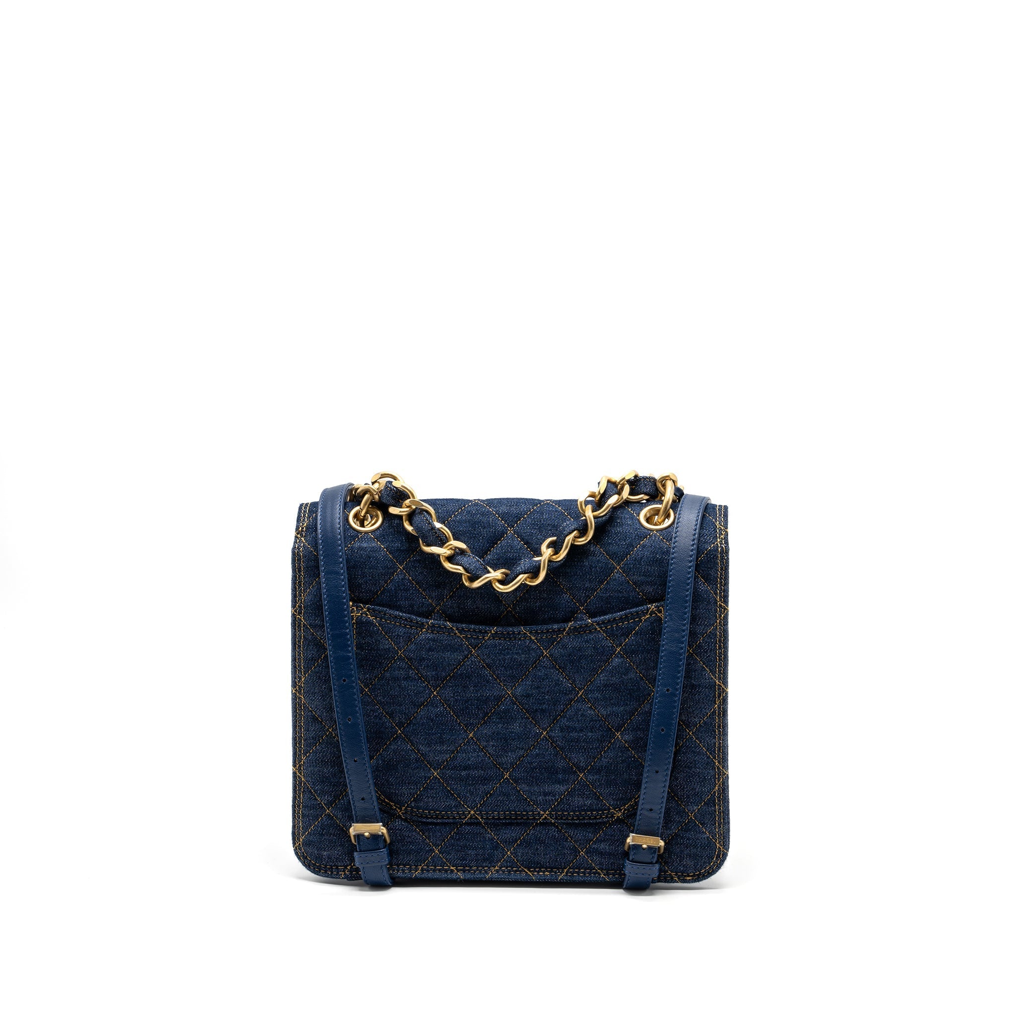 CHANEL 23S FLAP BACKPACK DENIM BLUE BRUSHED GHW (MICROCHIP)