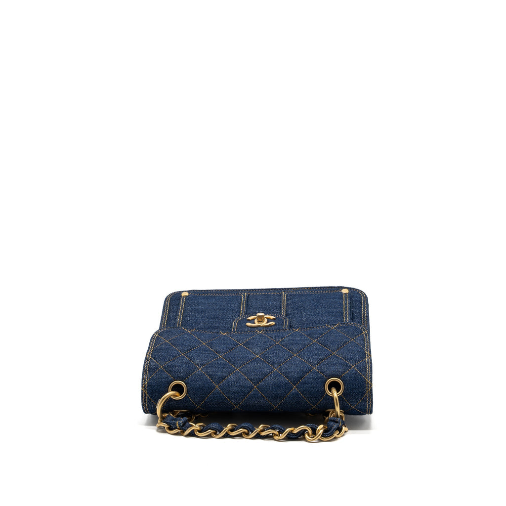 CHANEL 23S FLAP BACKPACK DENIM BLUE BRUSHED GHW (MICROCHIP)