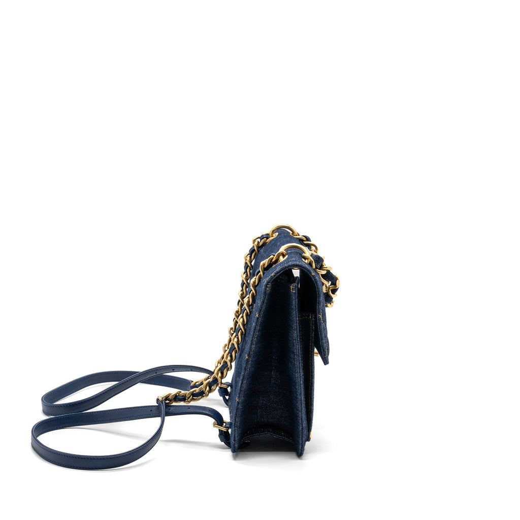 CHANEL 23S FLAP BACKPACK DENIM BLUE BRUSHED GHW (MICROCHIP)