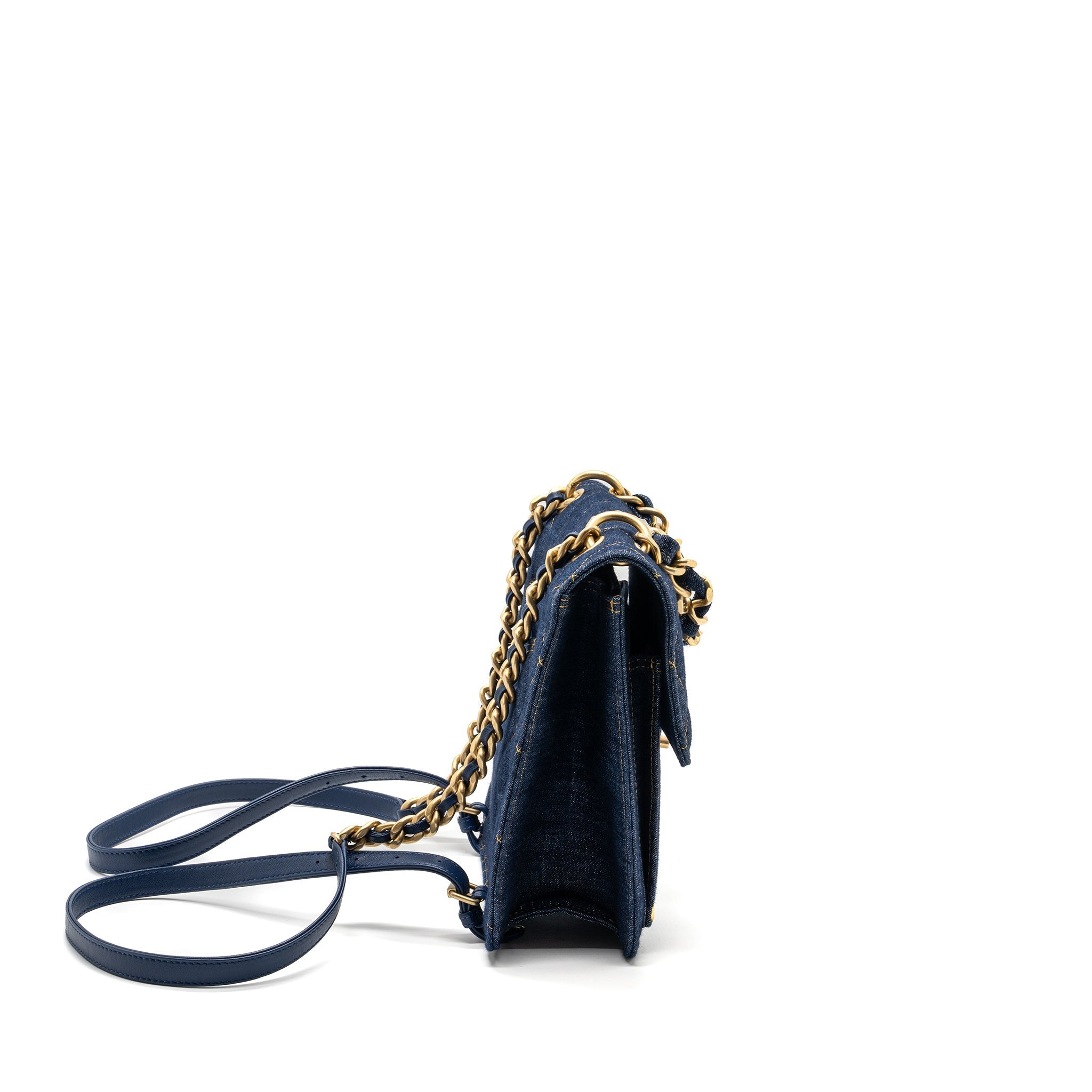CHANEL 23S FLAP BACKPACK DENIM BLUE BRUSHED GHW (MICROCHIP)