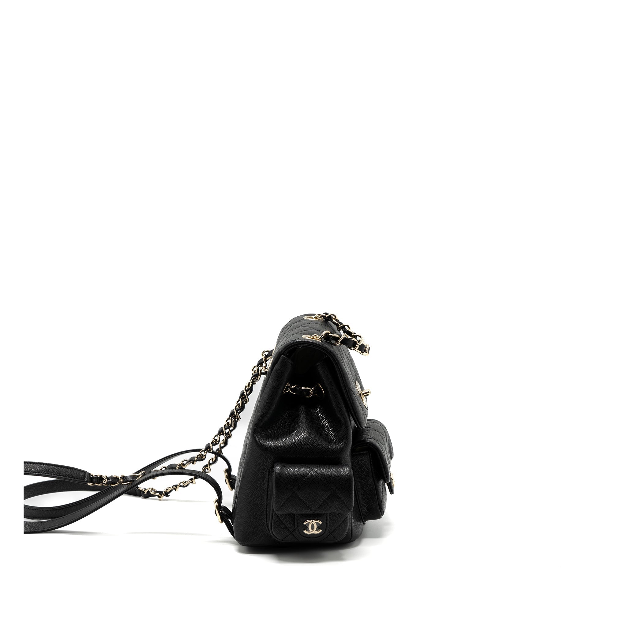 CHANEL 23K TRIPLE POCKET BACKPACK CAVIAR BLACK LGHW(MICROCHIP)