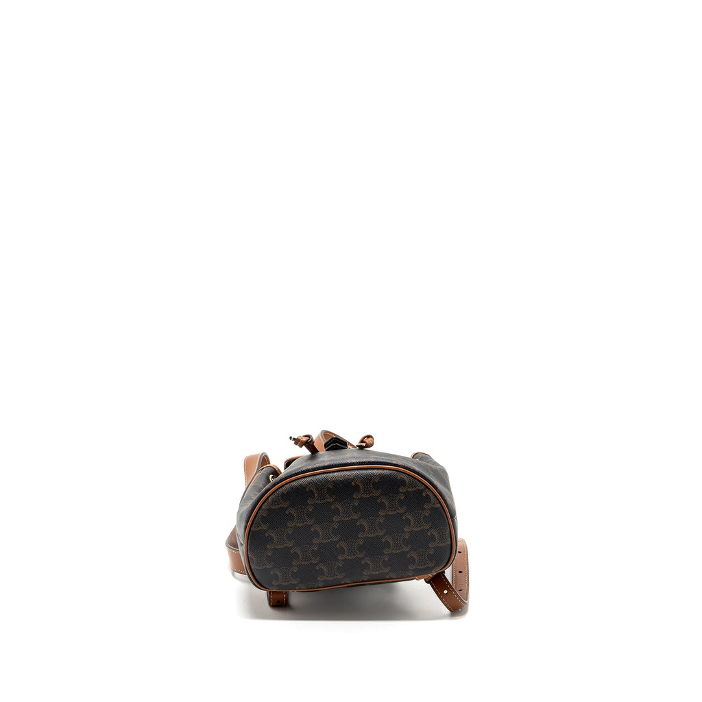 CELINE MINI BACKPACK FOLCO TRIOMPHE CANVAS CALFSKIN TAN GHW
