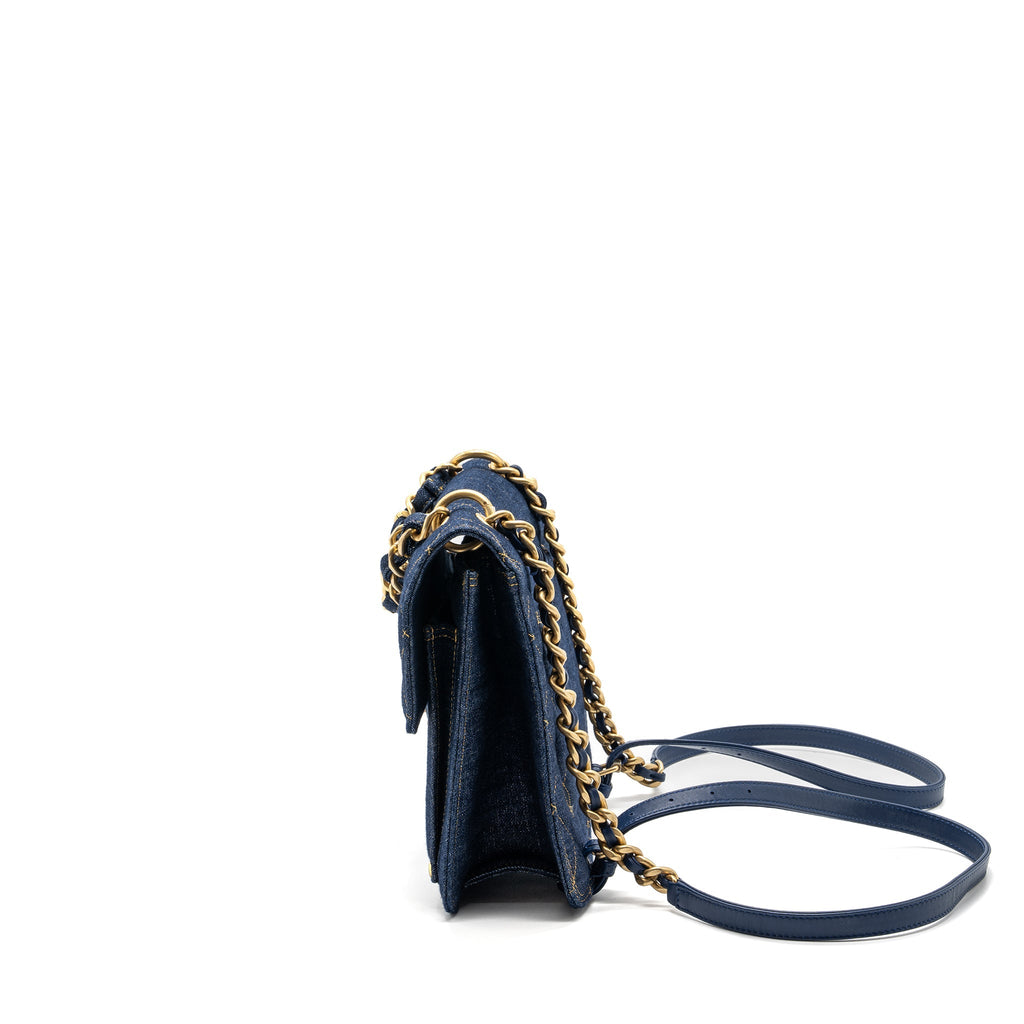 CHANEL 23S FLAP BACKPACK DENIM BLUE BRUSHED GHW (MICROCHIP)