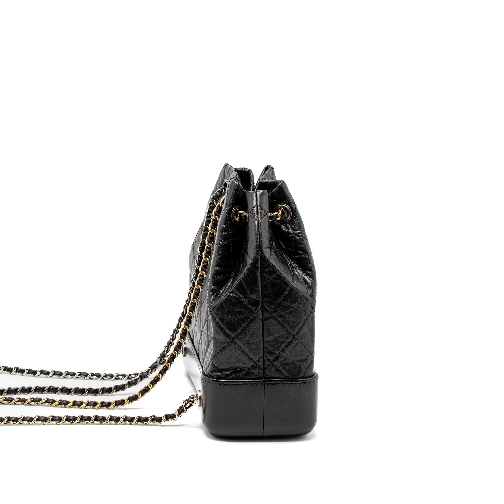 CHANEL SMALL GABRIELLE BACKPACK CALFSKIN BLACK MULTICOLOUR HARDWARE (MICROCHIP)