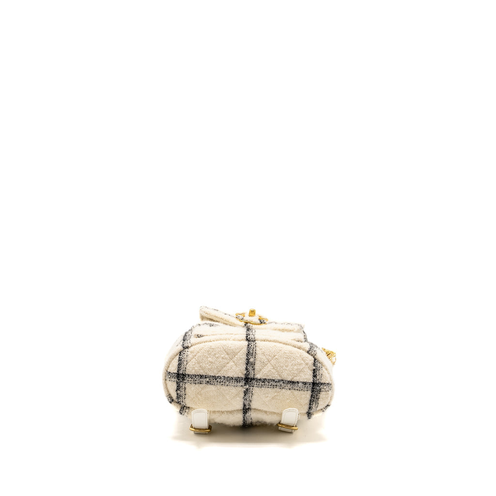 CHANEL DUMA BACKPACK FABRIC WHITE/MULTICOLOUR GHW (MICROCHIP)