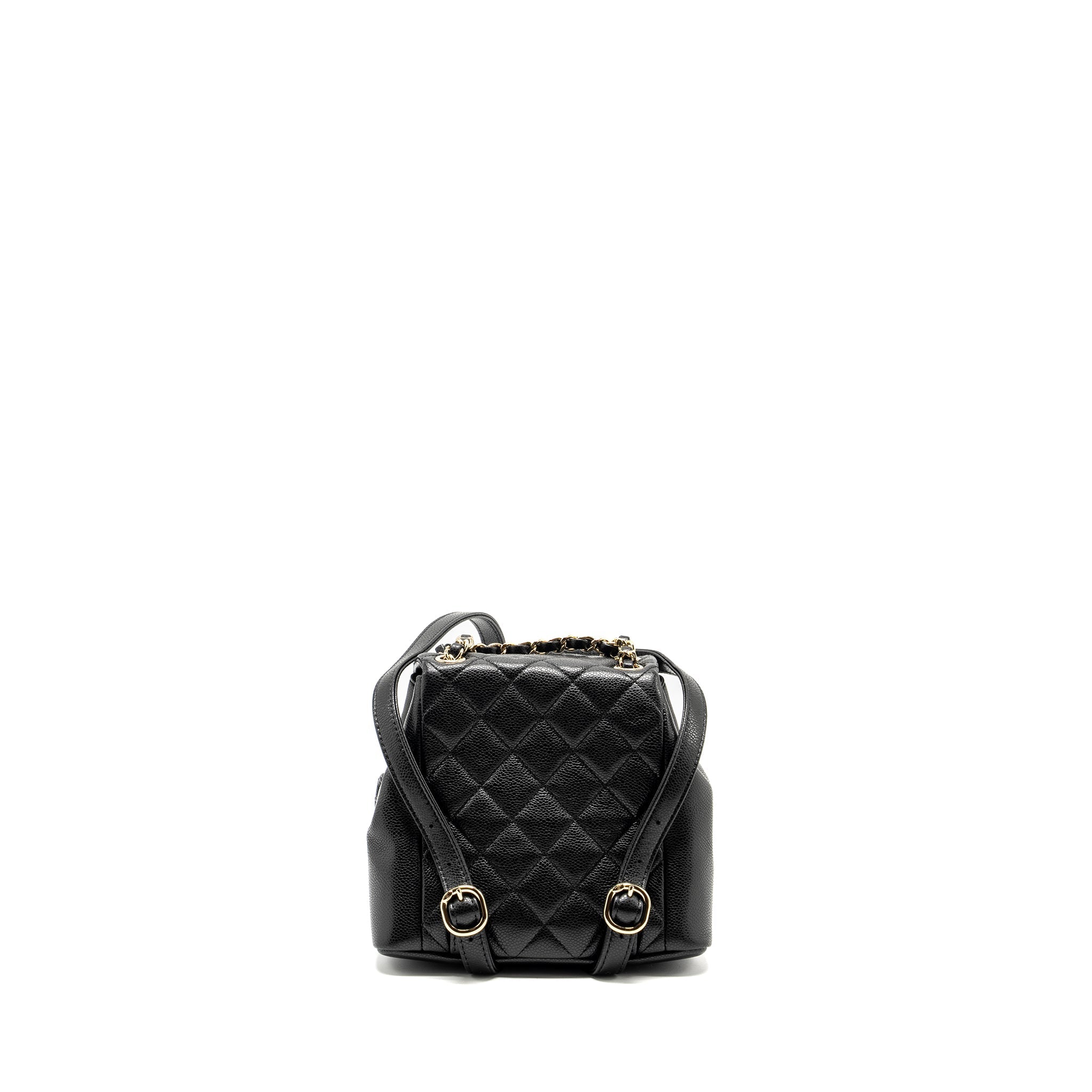 CHANEL 24A MINI DUMA BACKPACK GRAINED CALFSKIN BLACK LGHW (MICROCHIP)