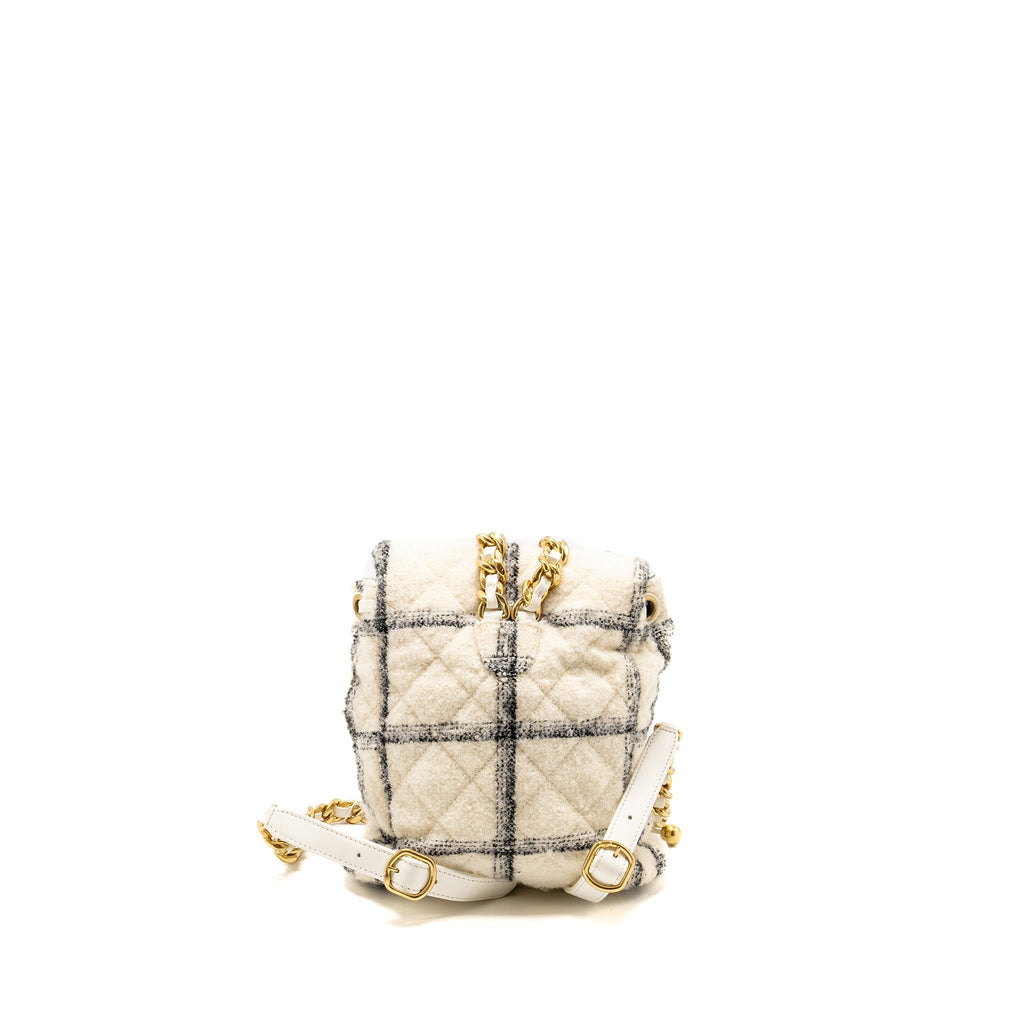 CHANEL DUMA BACKPACK FABRIC WHITE/MULTICOLOUR GHW (MICROCHIP)