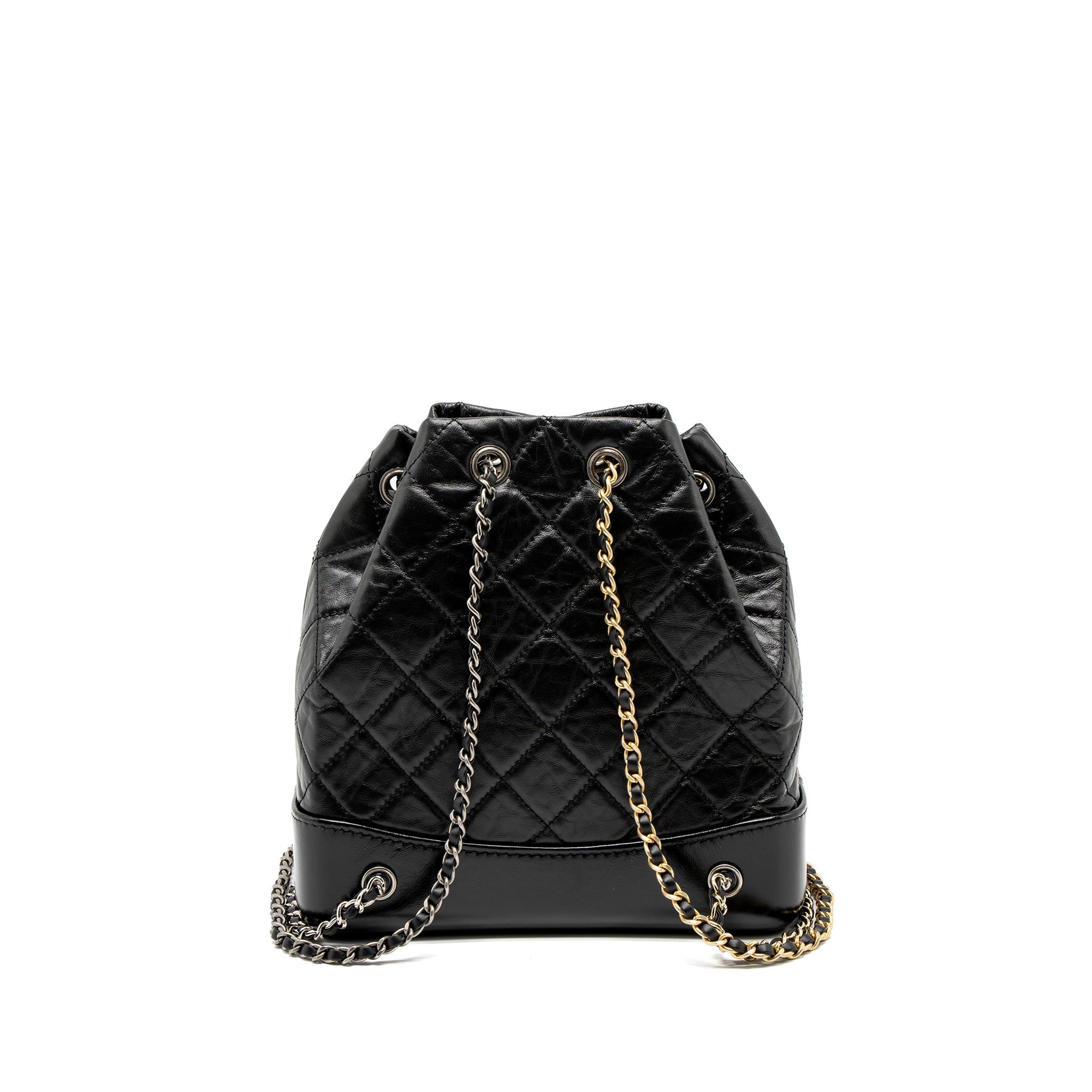 CHANEL SMALL GABRIELLE BACKPACK CALFSKIN BLACK MULTICOLOUR HARDWARE (MICROCHIP)
