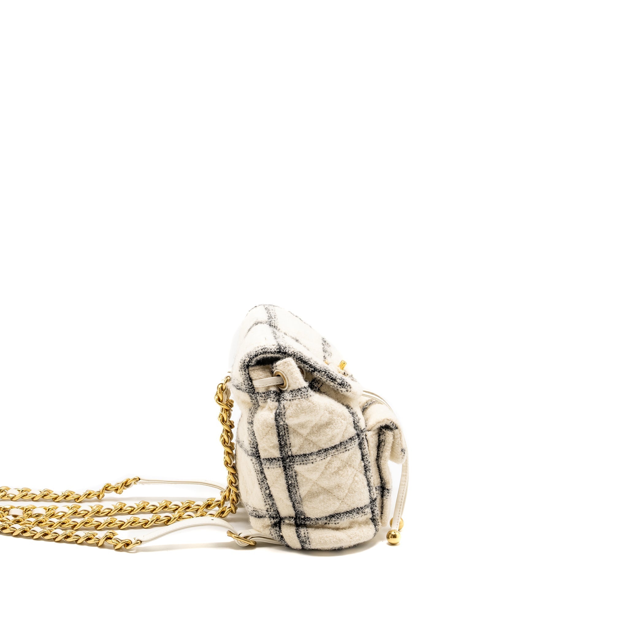 CHANEL DUMA BACKPACK FABRIC WHITE/MULTICOLOUR GHW (MICROCHIP)