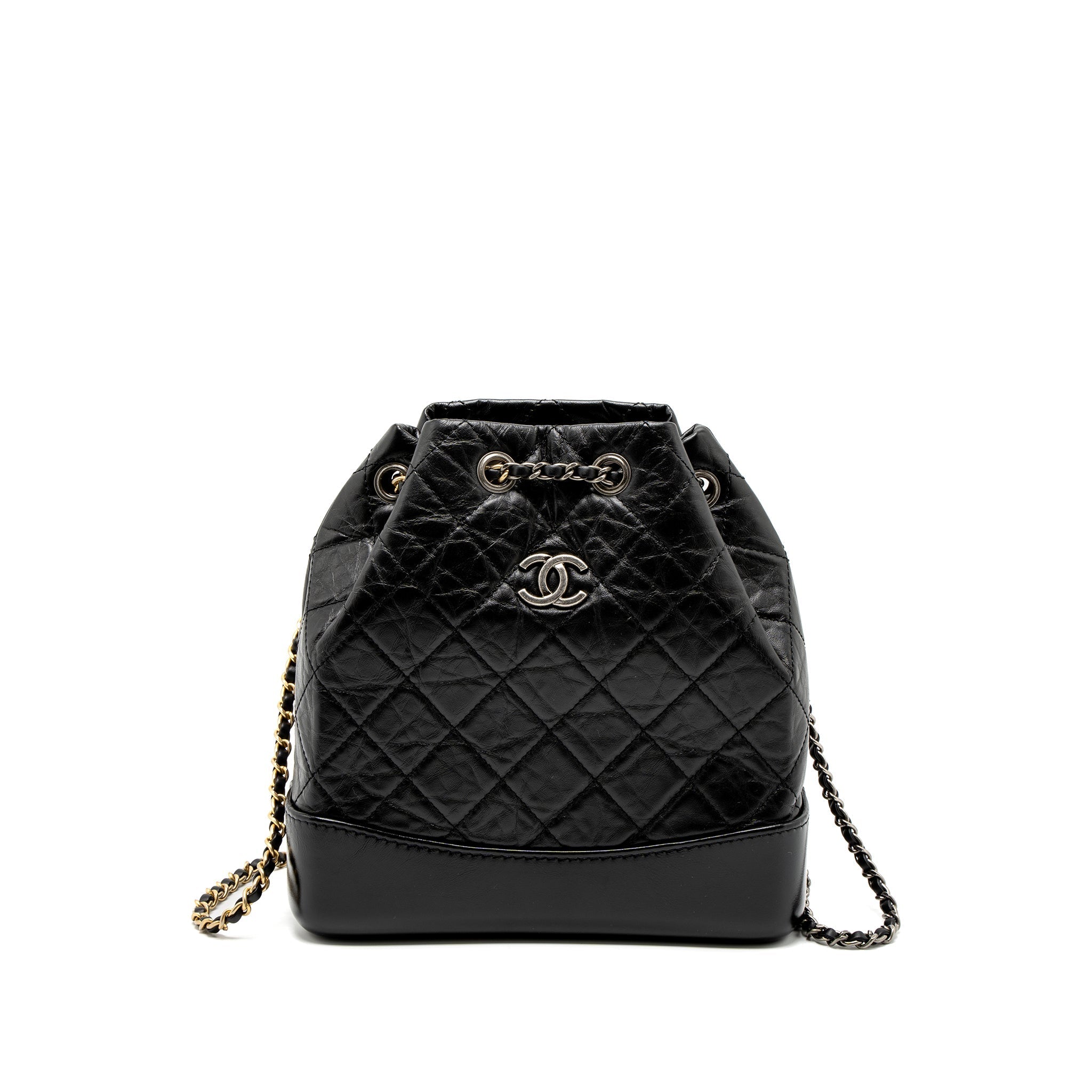 CHANEL SMALL GABRIELLE BACKPACK CALFSKIN BLACK MULTICOLOUR HARDWARE (MICROCHIP)