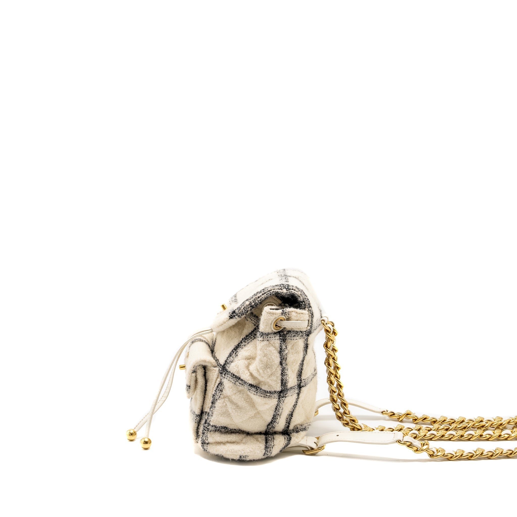 CHANEL DUMA BACKPACK FABRIC WHITE/MULTICOLOUR GHW (MICROCHIP)
