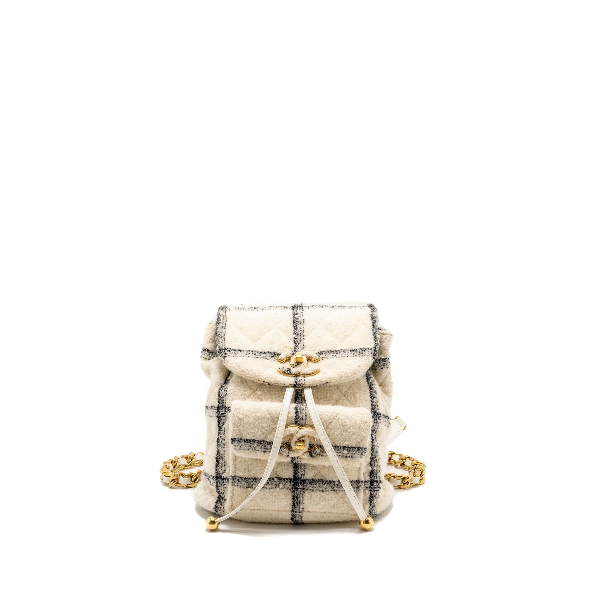CHANEL DUMA BACKPACK FABRIC WHITE/MULTICOLOUR GHW (MICROCHIP)