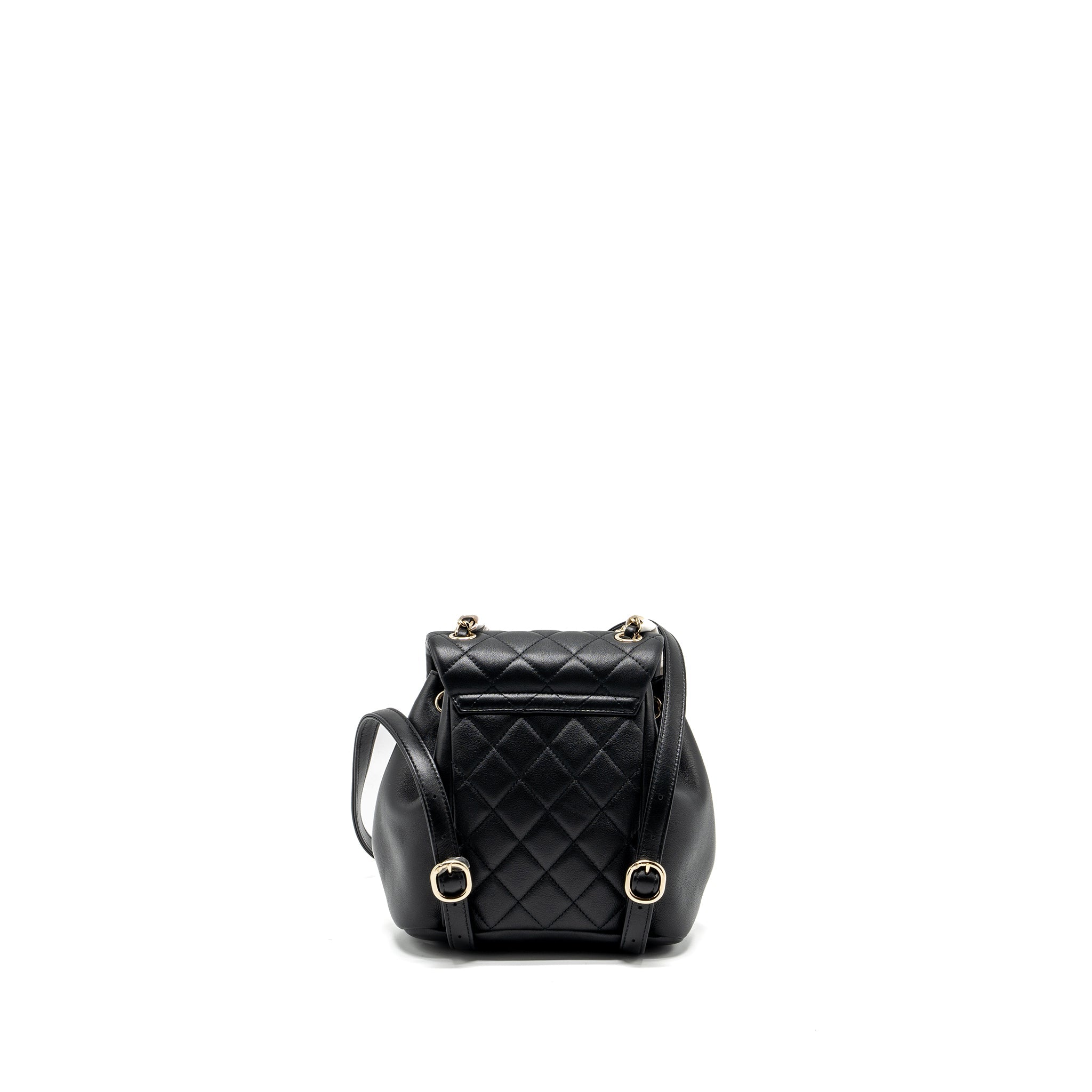 CHANEL 24P MINI DUMA BACKPACK CALFSKIN BLACK LGHW (MICROCHIP)