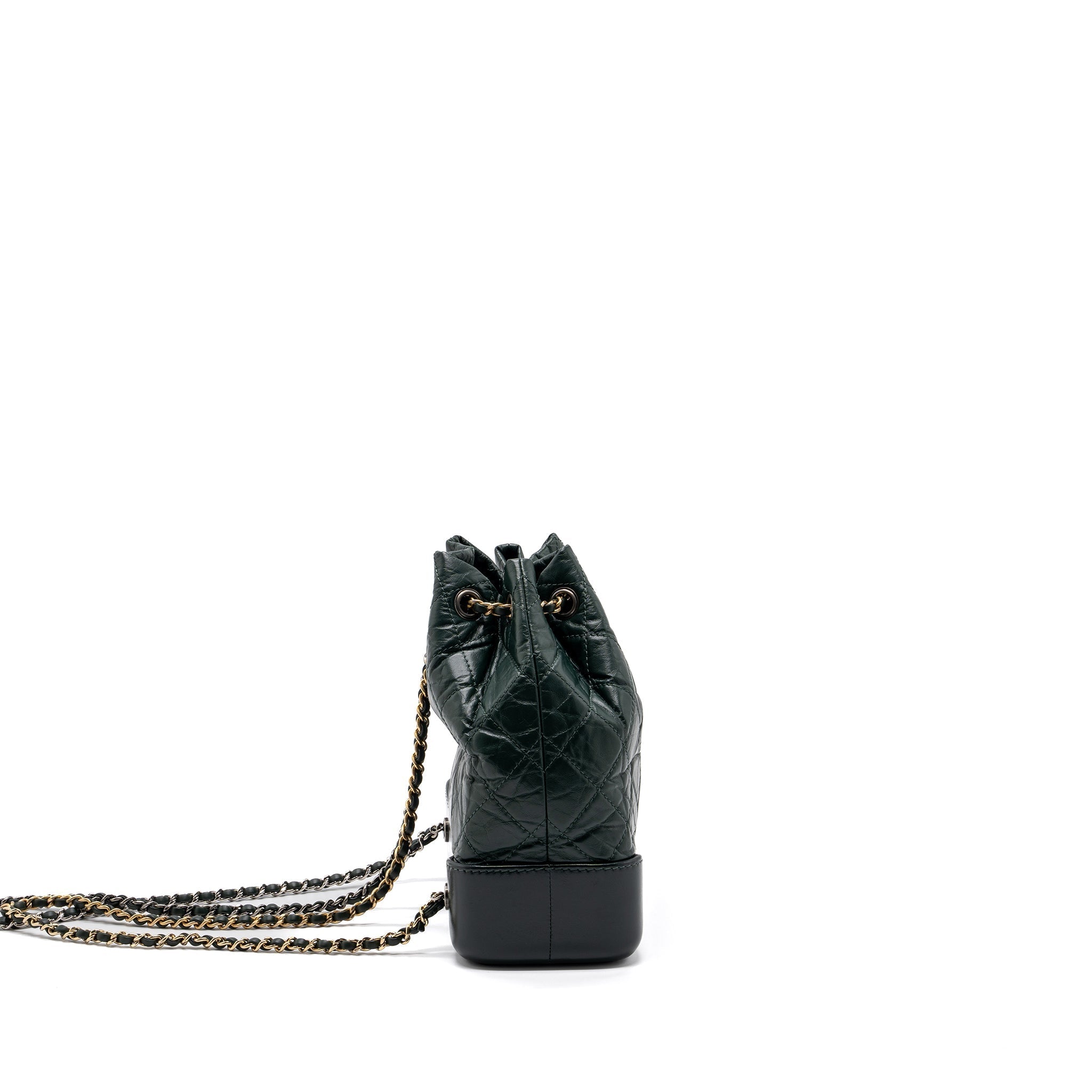 CHANEL SMALL GABRIELLE BACKPACK AGED CALFSKIN DARK GREEN MULTICOLOUR HARDWARE