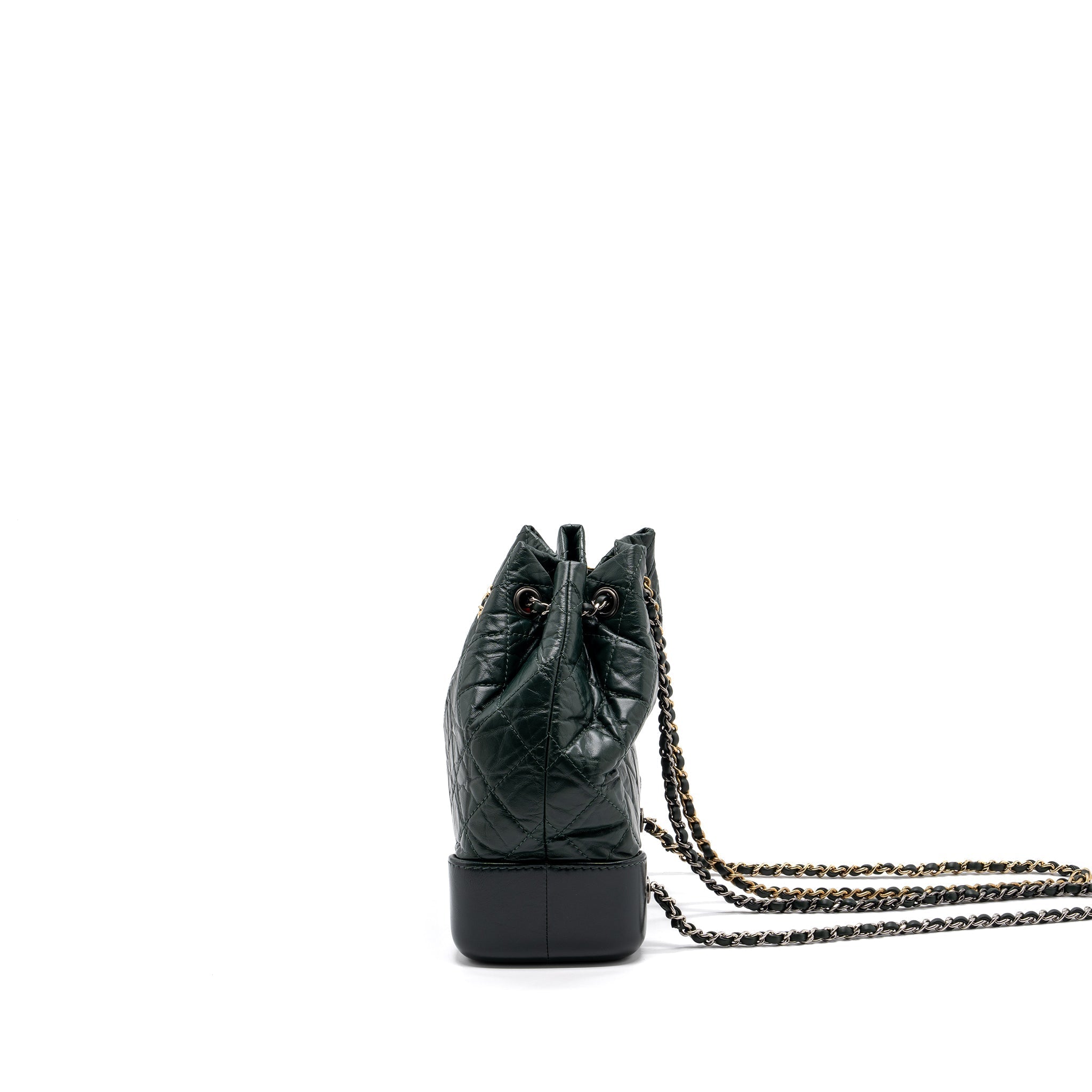 CHANEL SMALL GABRIELLE BACKPACK AGED CALFSKIN DARK GREEN MULTICOLOUR HARDWARE
