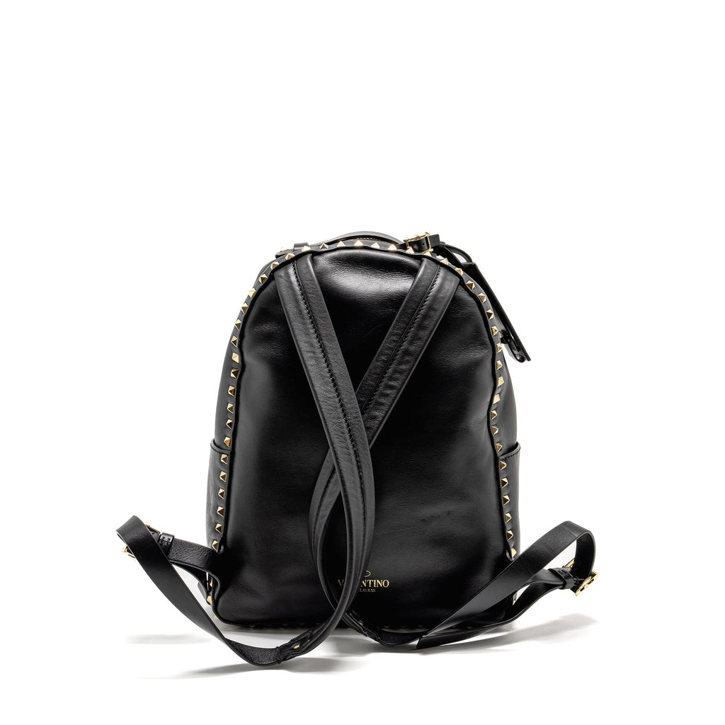 VALENTINO ROCKSTUD BACKPACK LEATHER BLACK GHW