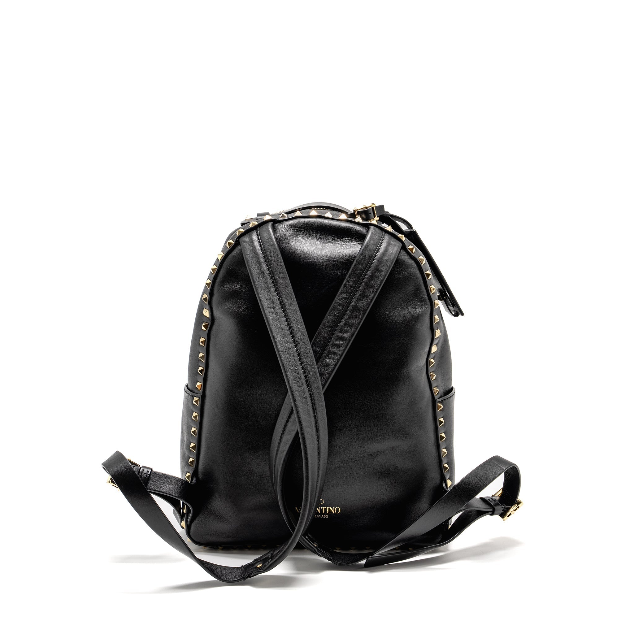 VALENTINO ROCKSTUD BACKPACK LEATHER BLACK GHW
