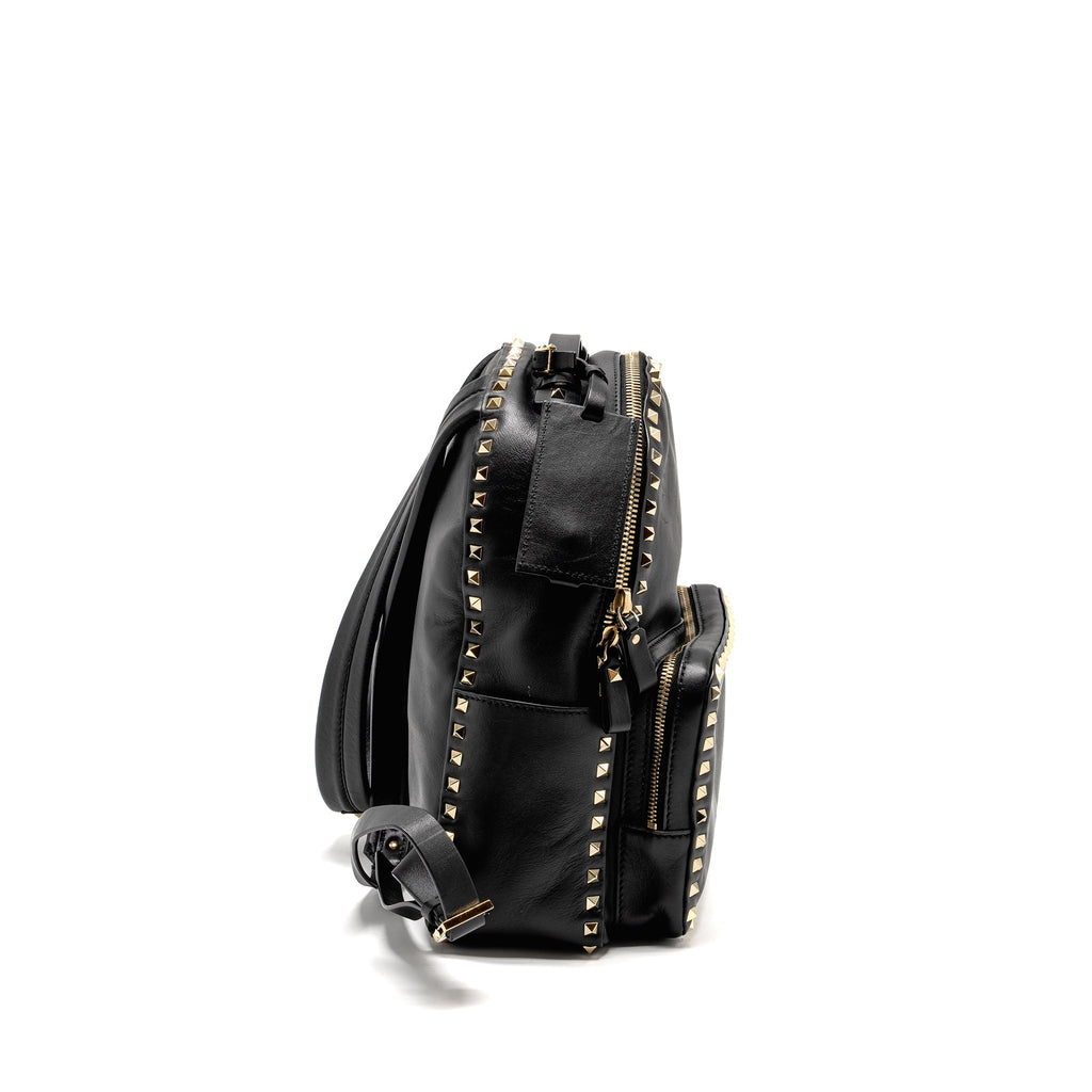 VALENTINO ROCKSTUD BACKPACK LEATHER BLACK GHW