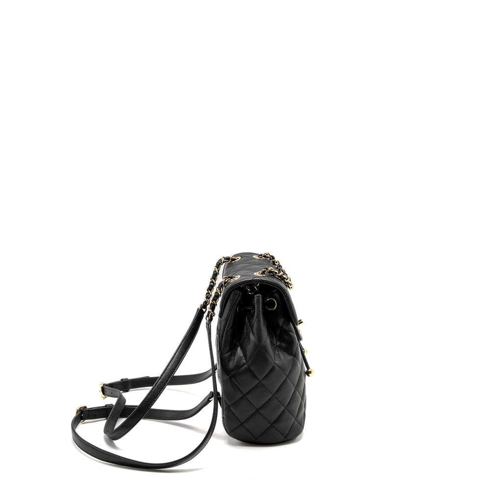 CHANEL 23S QUILTED MINI BACKPACK CAVIAR BLACK LGHW (MICROCHIP)