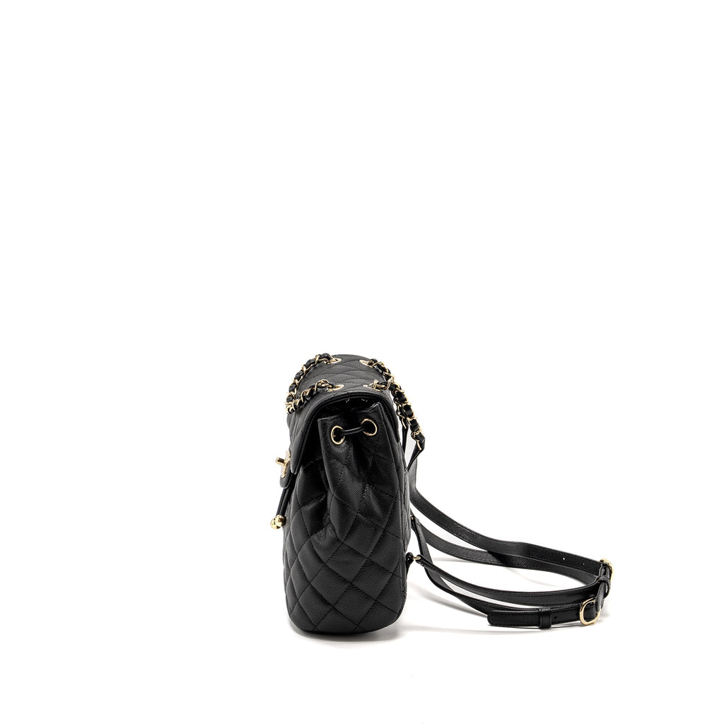 CHANEL 23S QUILTED MINI BACKPACK CAVIAR BLACK LGHW (MICROCHIP)