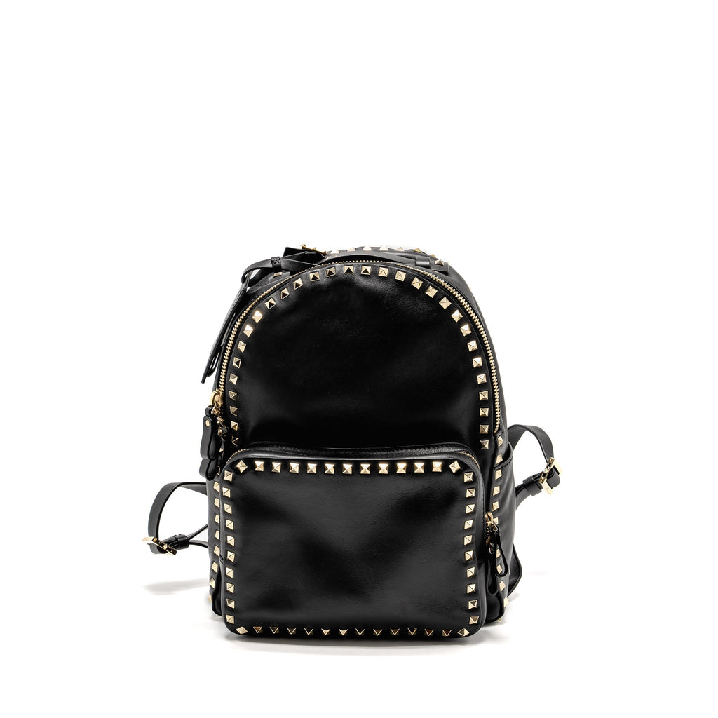 VALENTINO ROCKSTUD BACKPACK LEATHER BLACK GHW