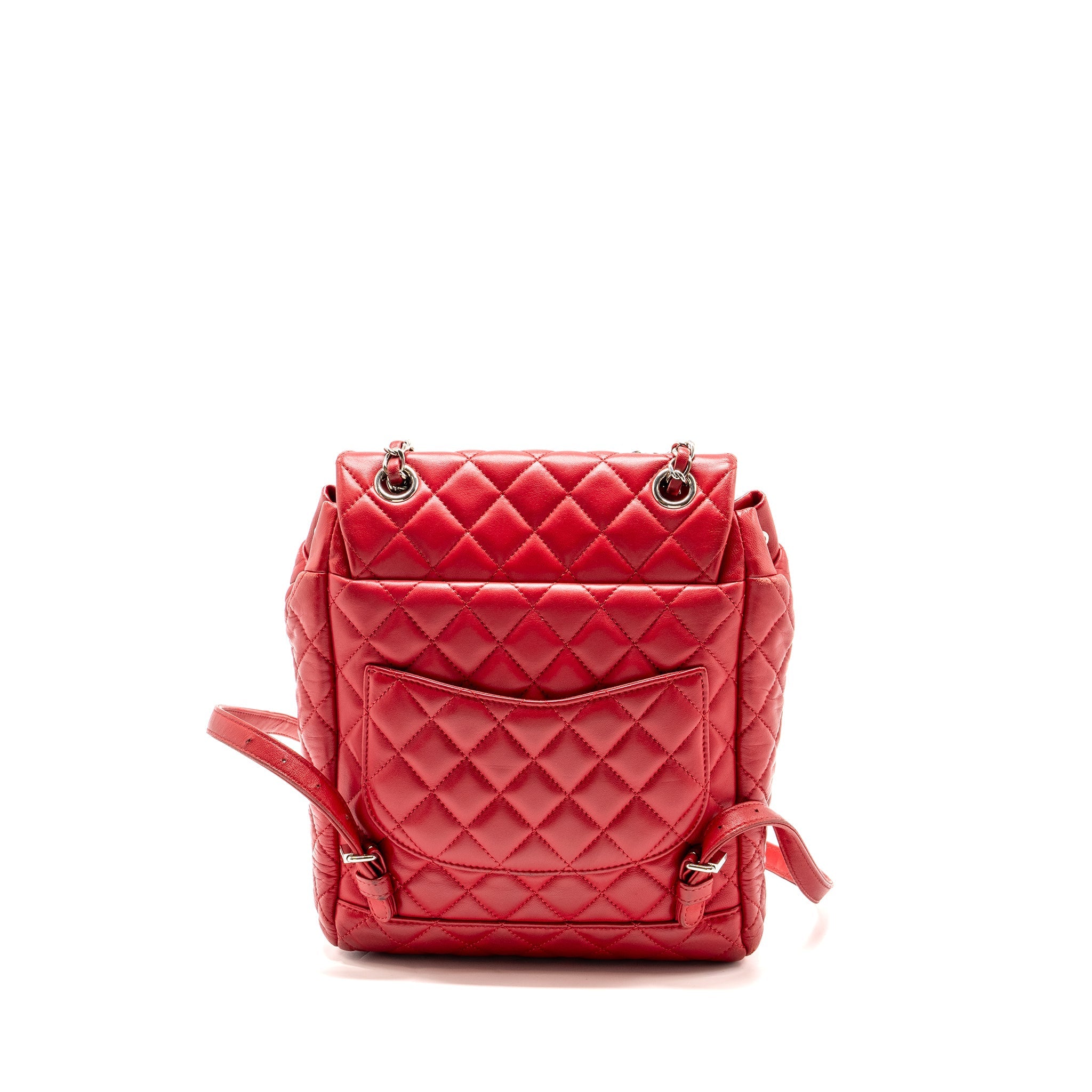 CHANEL SMALL URBAN SPIRIT QUILTED BACKPACK LAMBSKIN RED LGHW