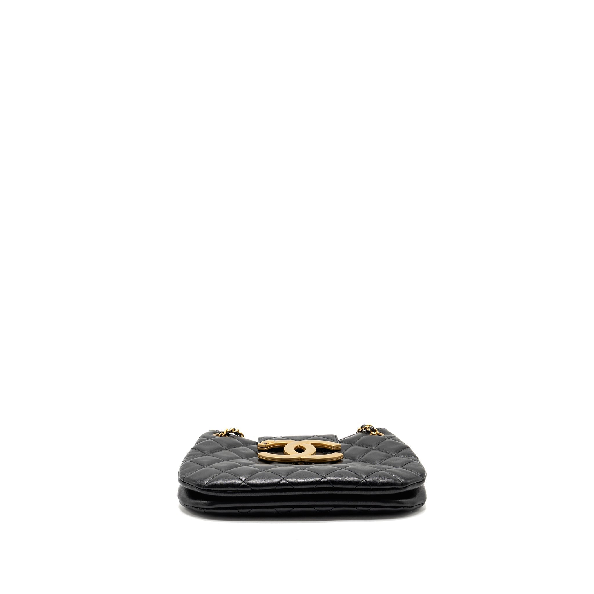CHANEL 24C QUILTED SMALL MESSENGER BAG BLACK LAMBSKIN GHW (MICROCHIP)