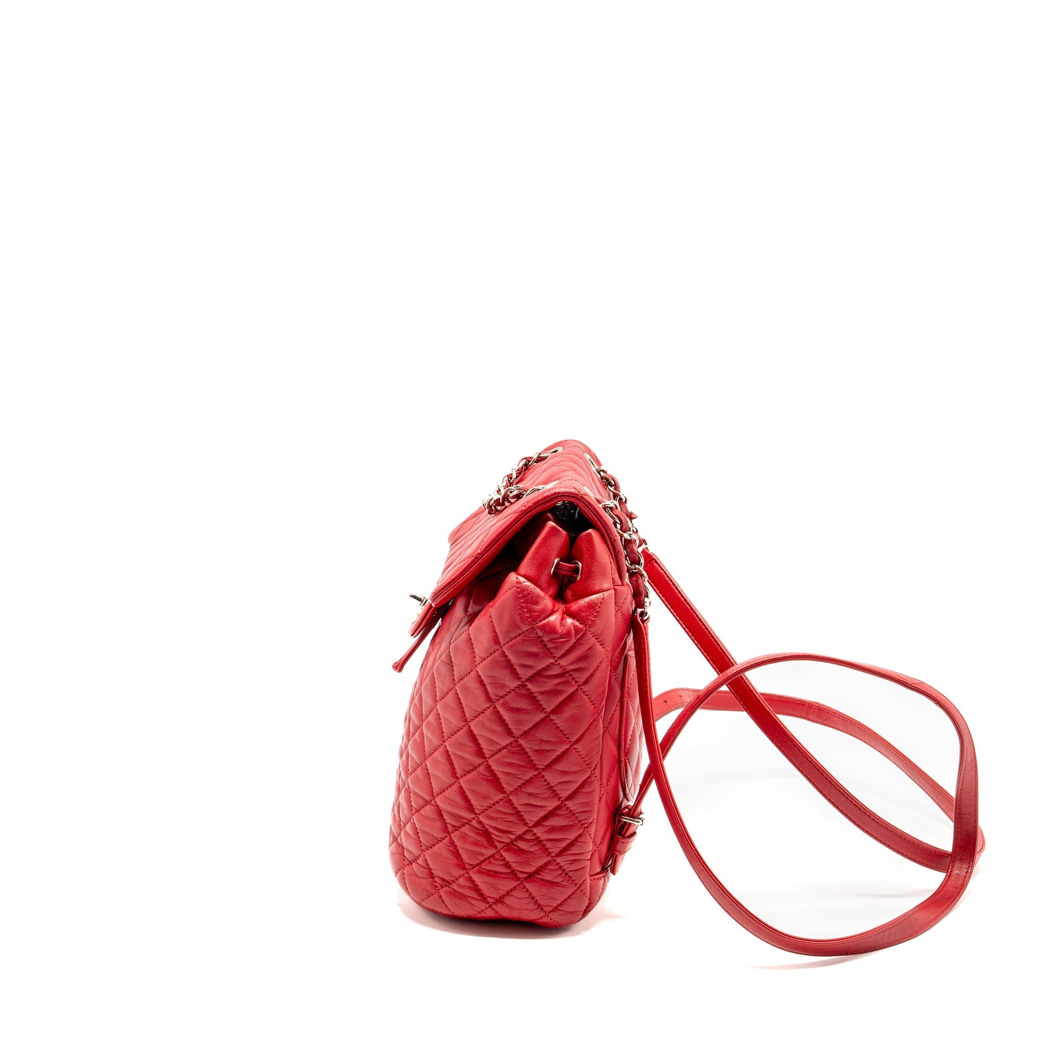 CHANEL SMALL URBAN SPIRIT QUILTED BACKPACK LAMBSKIN RED LGHW