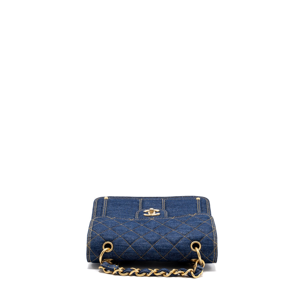 CHANEL 23S FLAP BACKPACK DENIM BLUE WITH GHW (MICROCHIP)