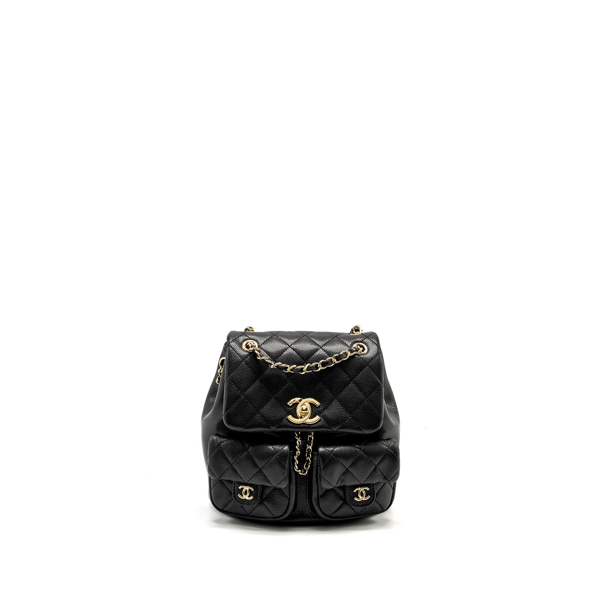 CHANEL TRIPLE PACK BACKPACK CAVIAR BLACK LGHW (MICROCHIP)