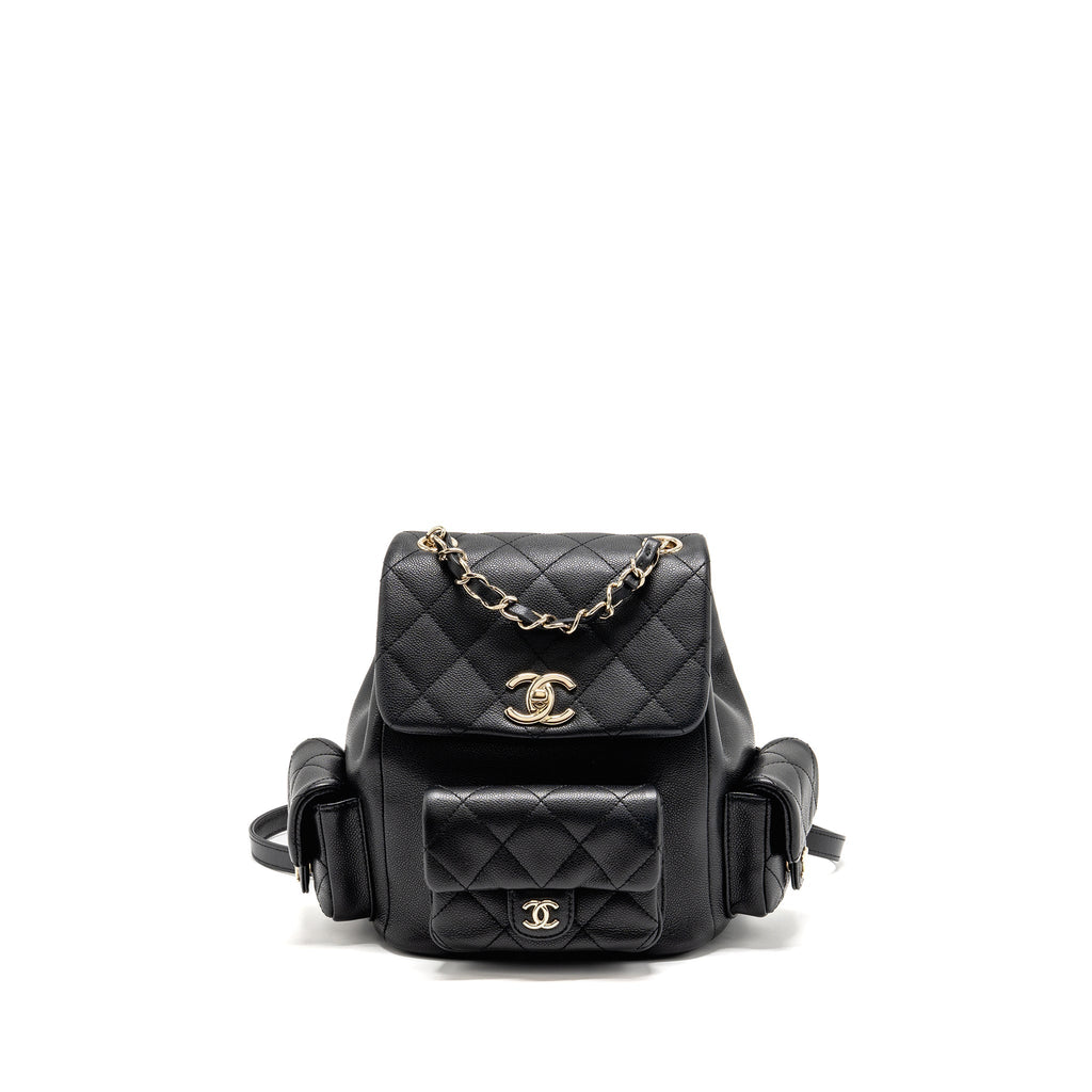 CHANEL TRIPLE POCKET BACKPACK CAVIAR BLACK LGHW (MICROCHIP)