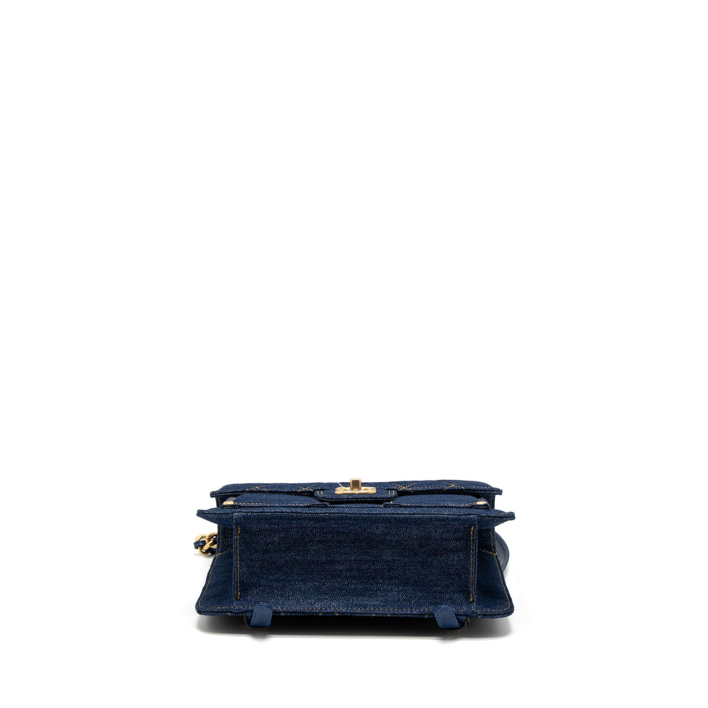 CHANEL 23S FLAP BACKPACK DENIM BLUE BRUSHED GHW (MICROCHIP)