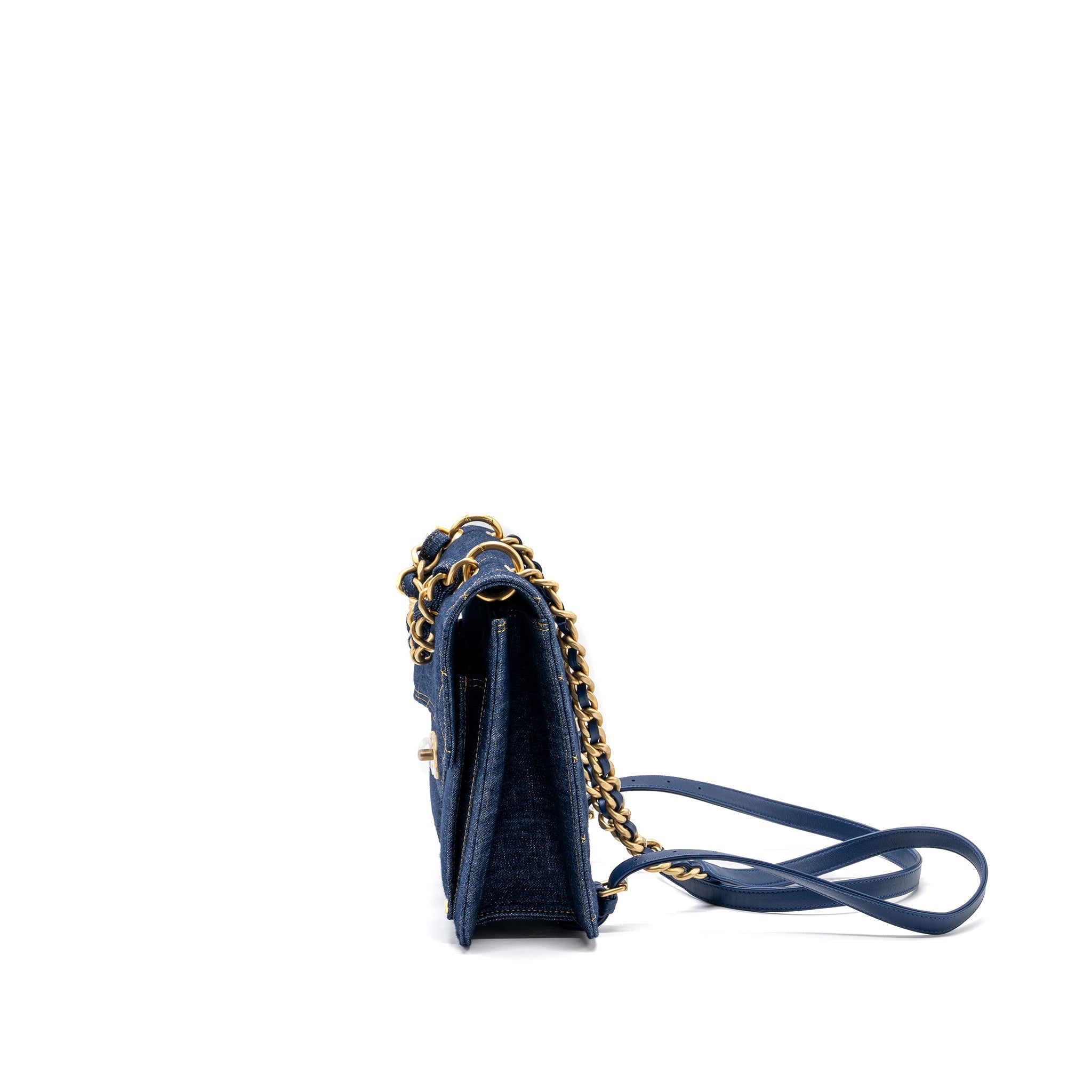 CHANEL 23S FLAP BACKPACK DENIM BLUE WITH GHW (MICROCHIP)