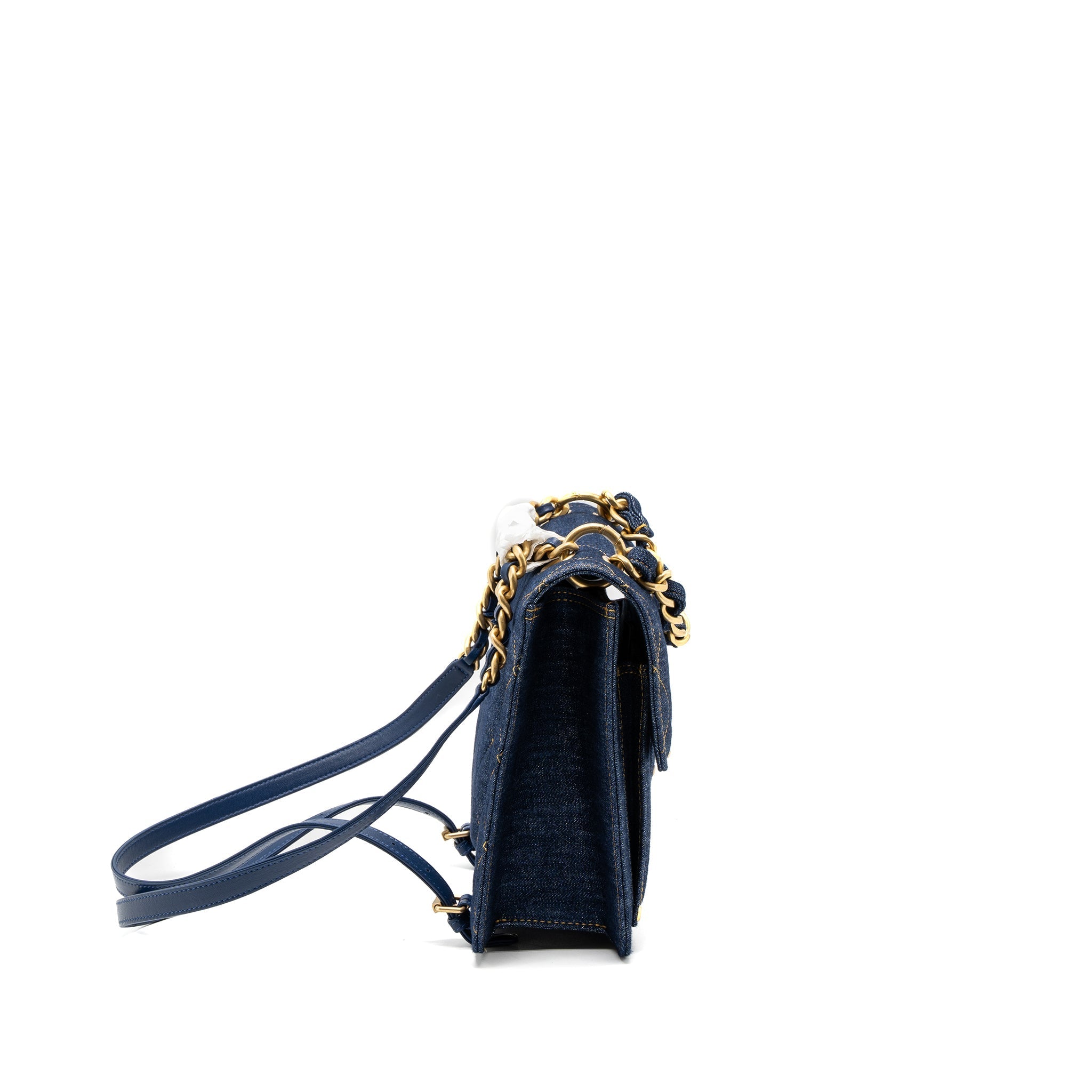 CHANEL 23S FLAP BACKPACK DENIM BLUE BRUSHED GHW (MICROCHIP)