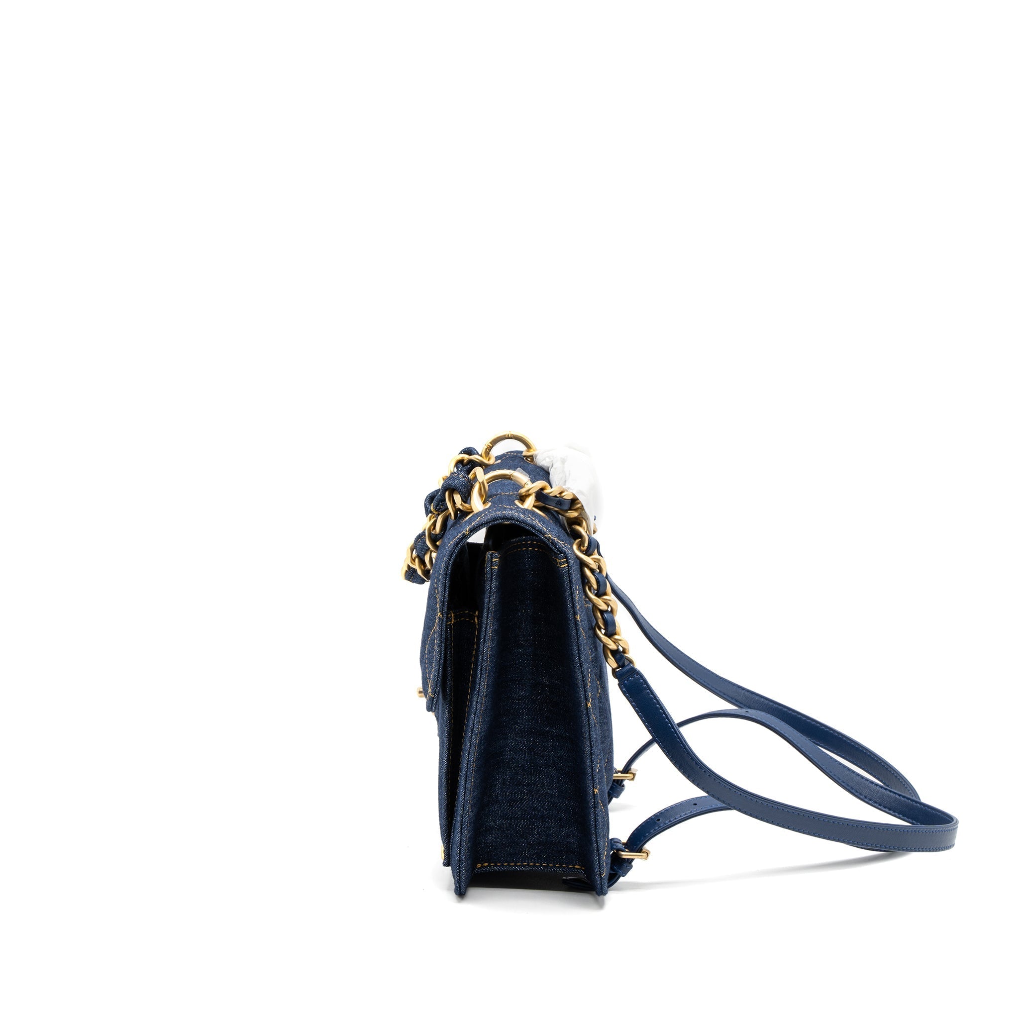 CHANEL 23S FLAP BACKPACK DENIM BLUE BRUSHED GHW (MICROCHIP)