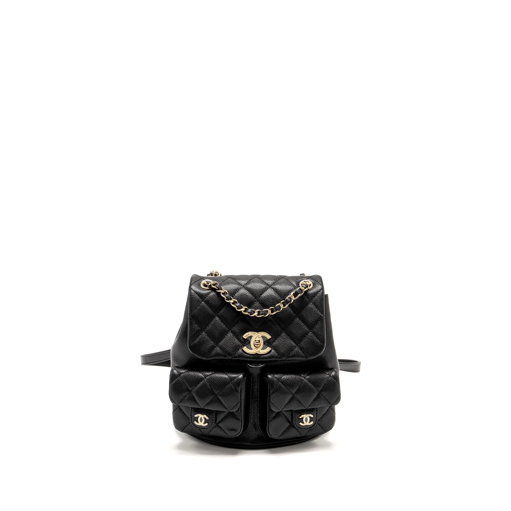 CHANEL TRIPLE PACK DUMA BACKPACK CAVIAR BLACK LGHW (MICROCHIP)