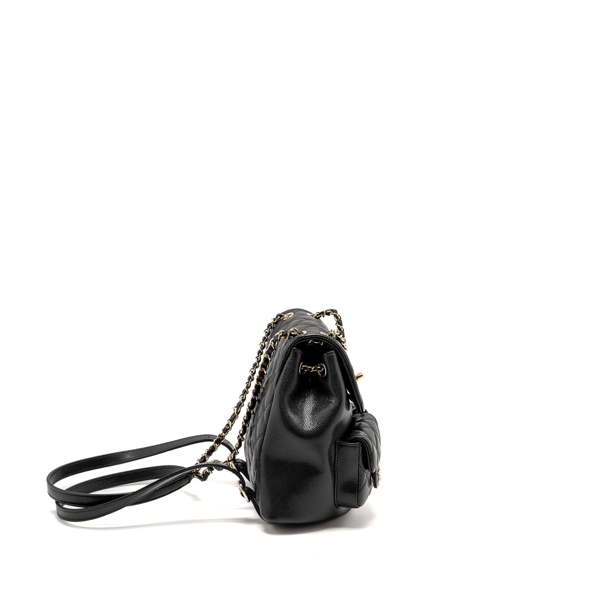 CHANEL TRIPLE PACK DUMA BACKPACK CAVIAR BLACK LGHW (MICROCHIP)