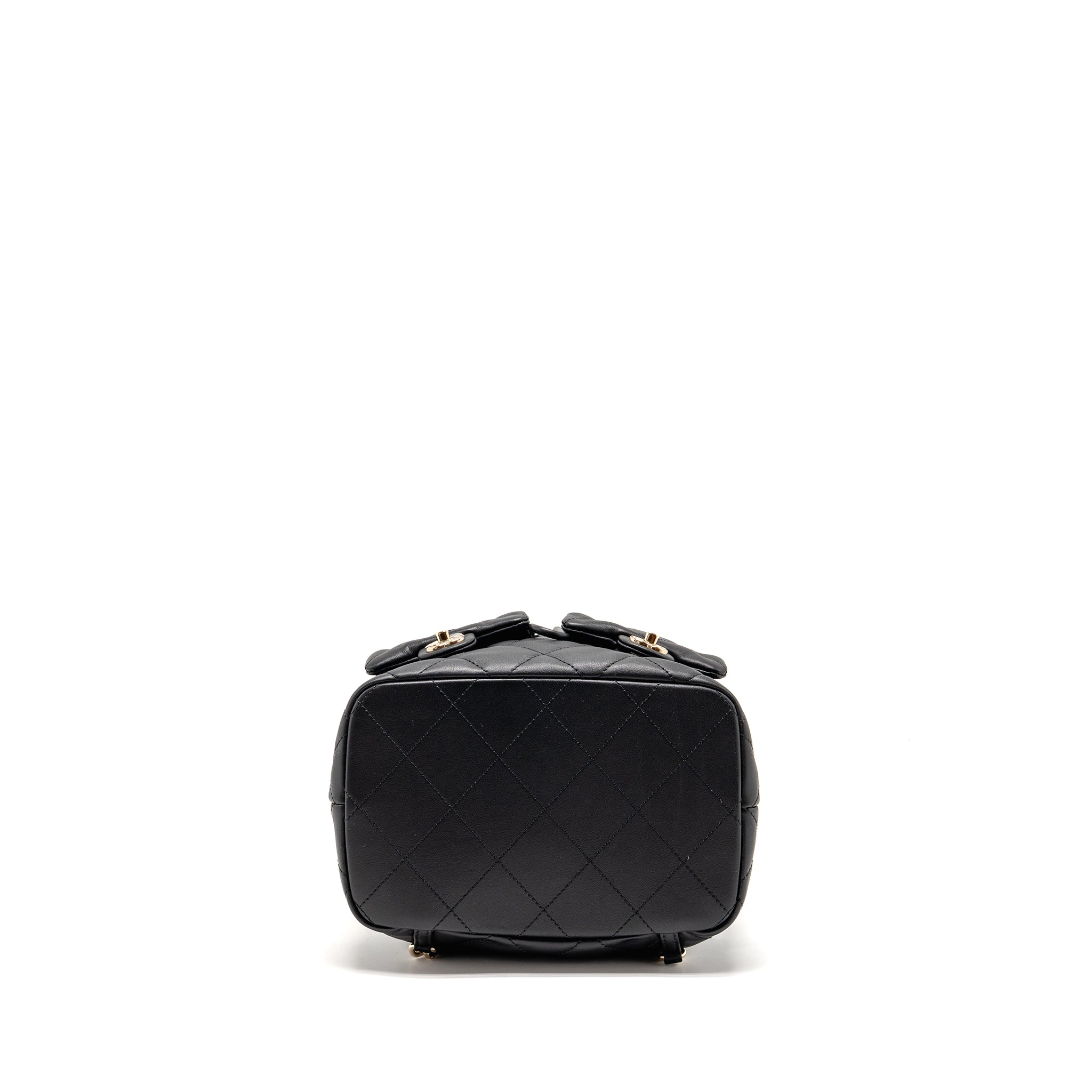 CHANEL DRAWSTRING TWO POCKETS BACKPACK CALFSKIN BLACK LGHW (MICROCHIP)
