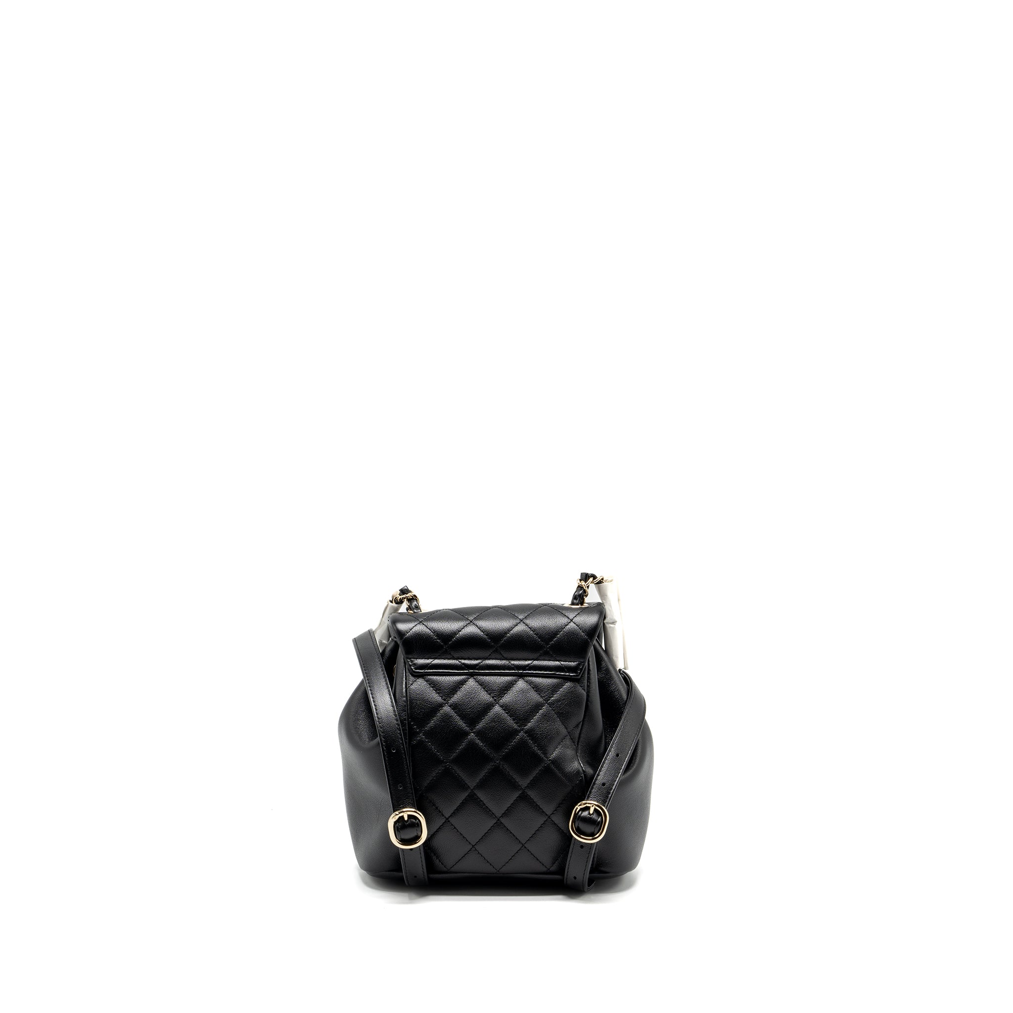 CHANEL 24P MINI DUMA BACKPACK CALFSKIN BLACK LGHW (MICROCHIP)