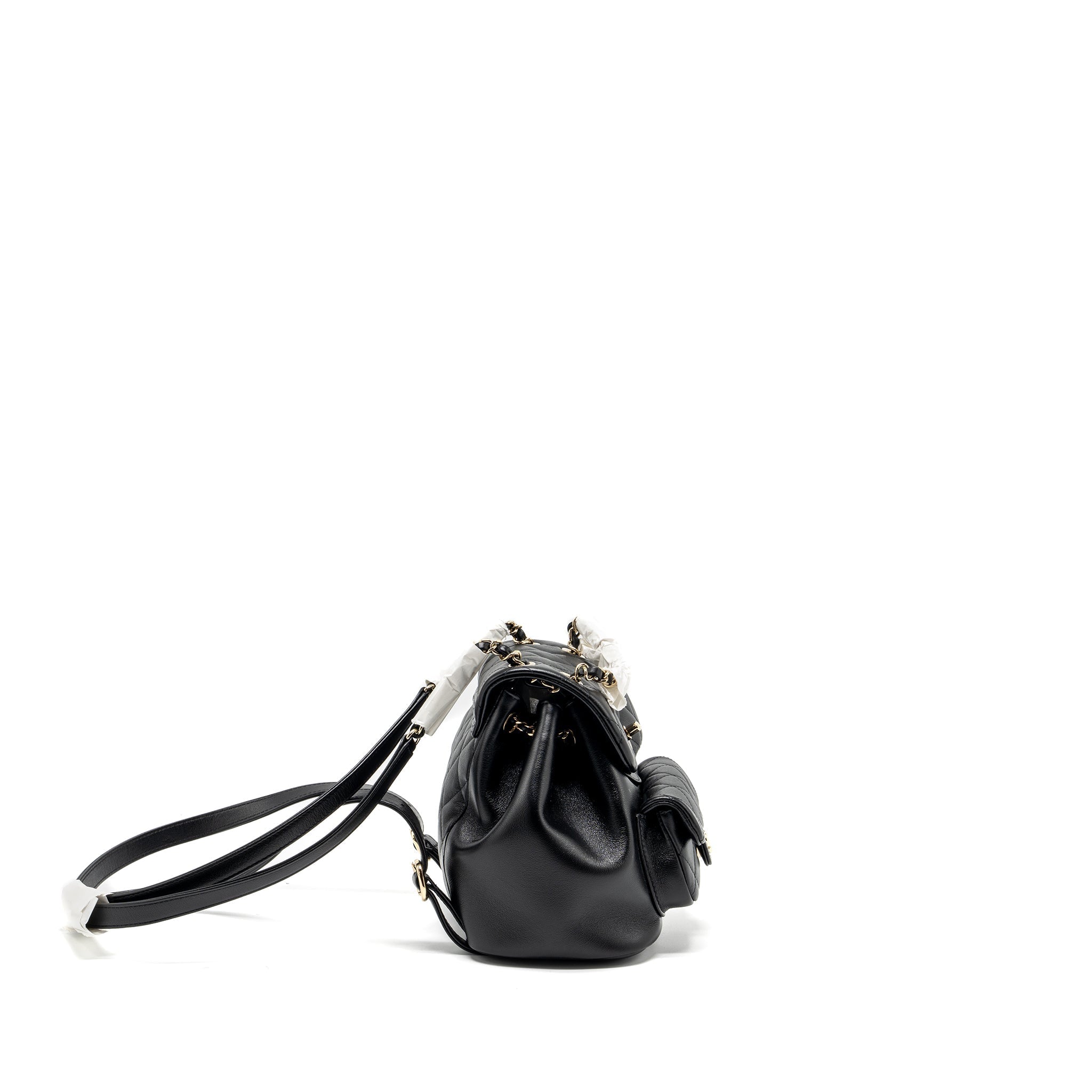 CHANEL 24P MINI DUMA BACKPACK CALFSKIN BLACK LGHW (MICROCHIP)
